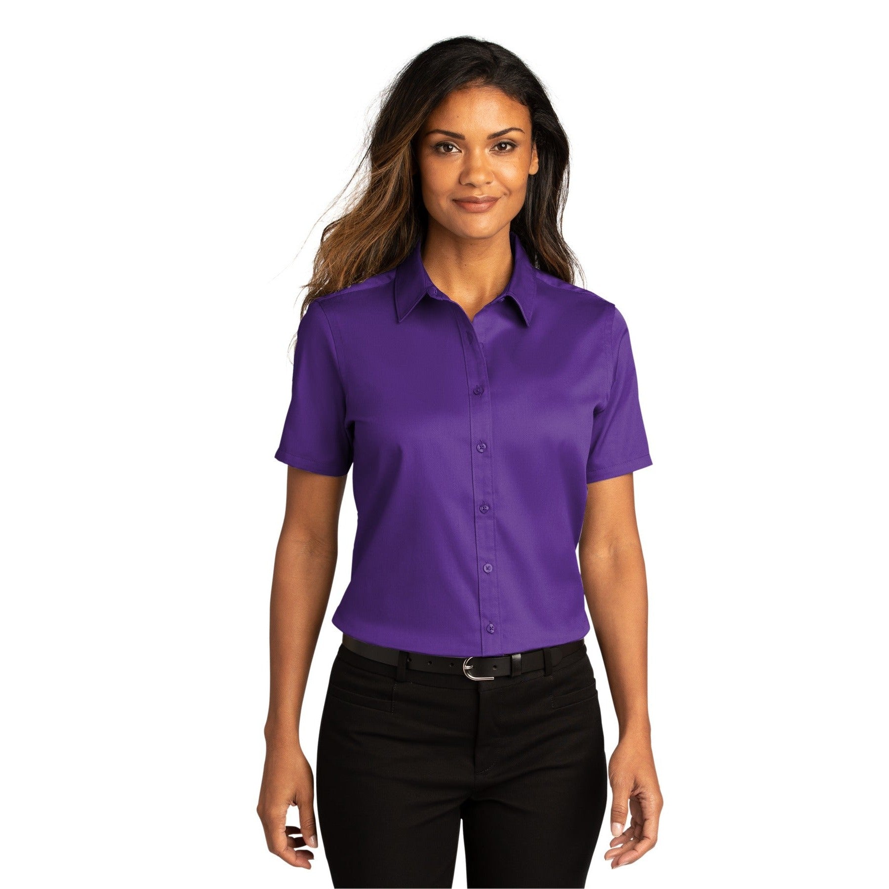 Port Authority-Port Authority® Women's Short Sleeve SuperPro React™Twill Shirt. LW809-MedTech-7