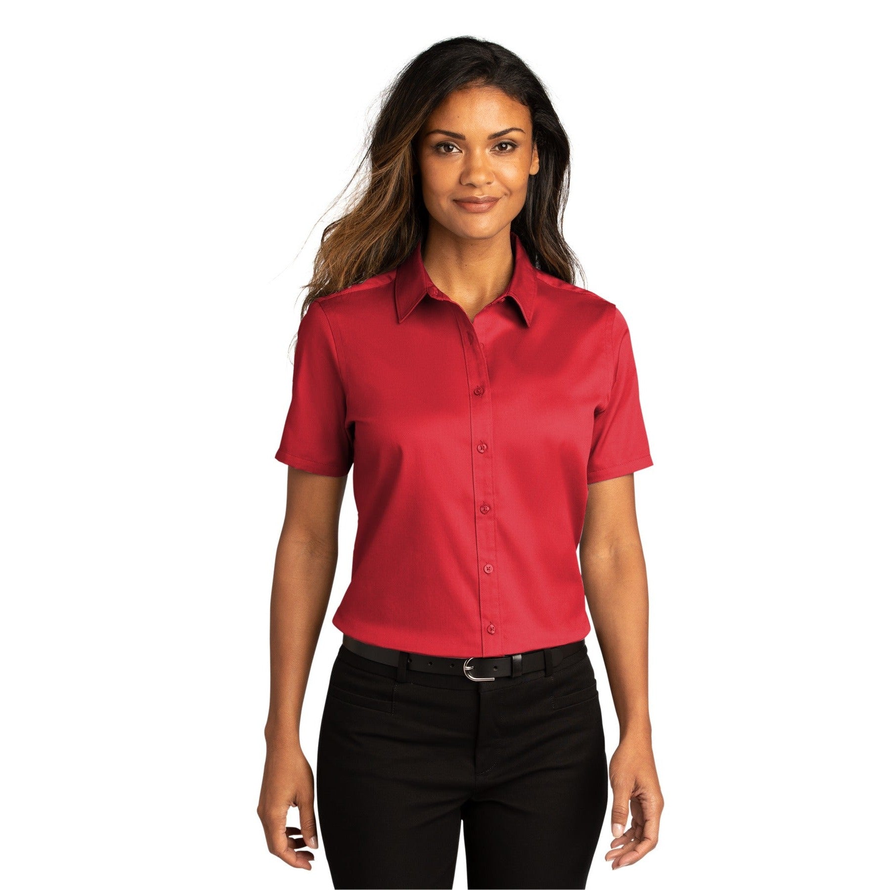 Port Authority-Port Authority® Women's Short Sleeve SuperPro React™Twill Shirt. LW809-MedTech-9