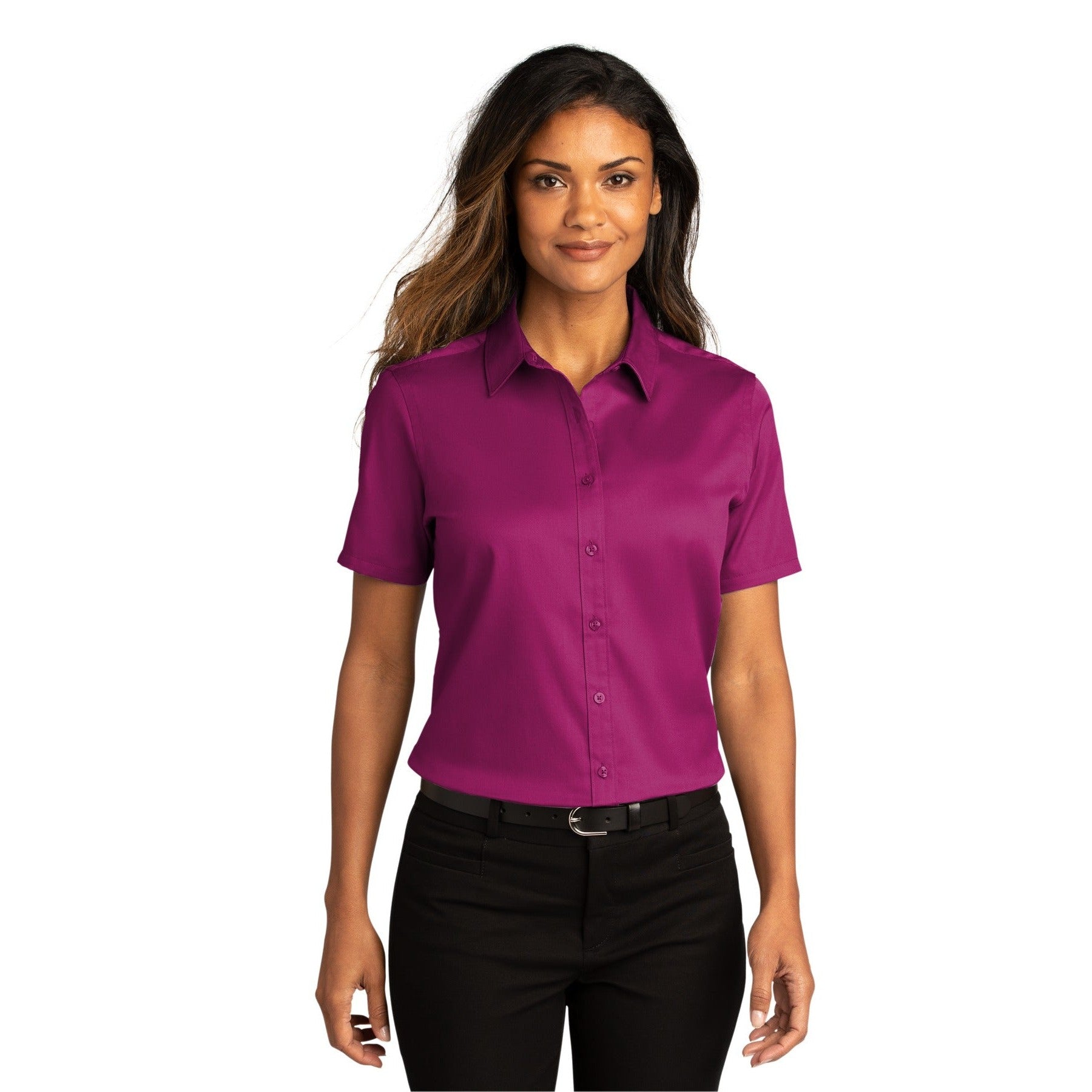 Port Authority-Port Authority® Women's Short Sleeve SuperPro React™Twill Shirt. LW809-MedTech-17