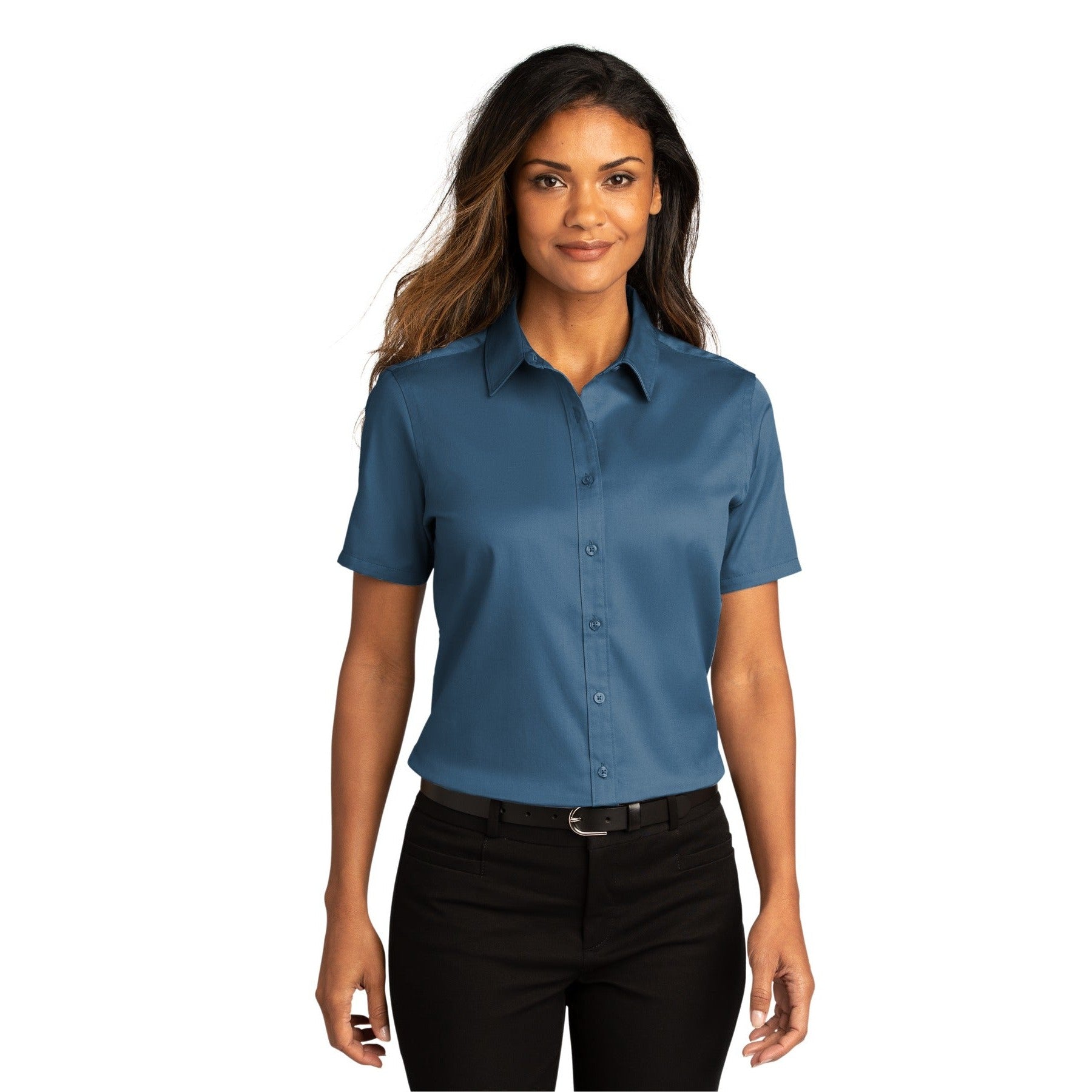 Port Authority-Port Authority® Women's Short Sleeve SuperPro React™Twill Shirt. LW809-MedTech-8