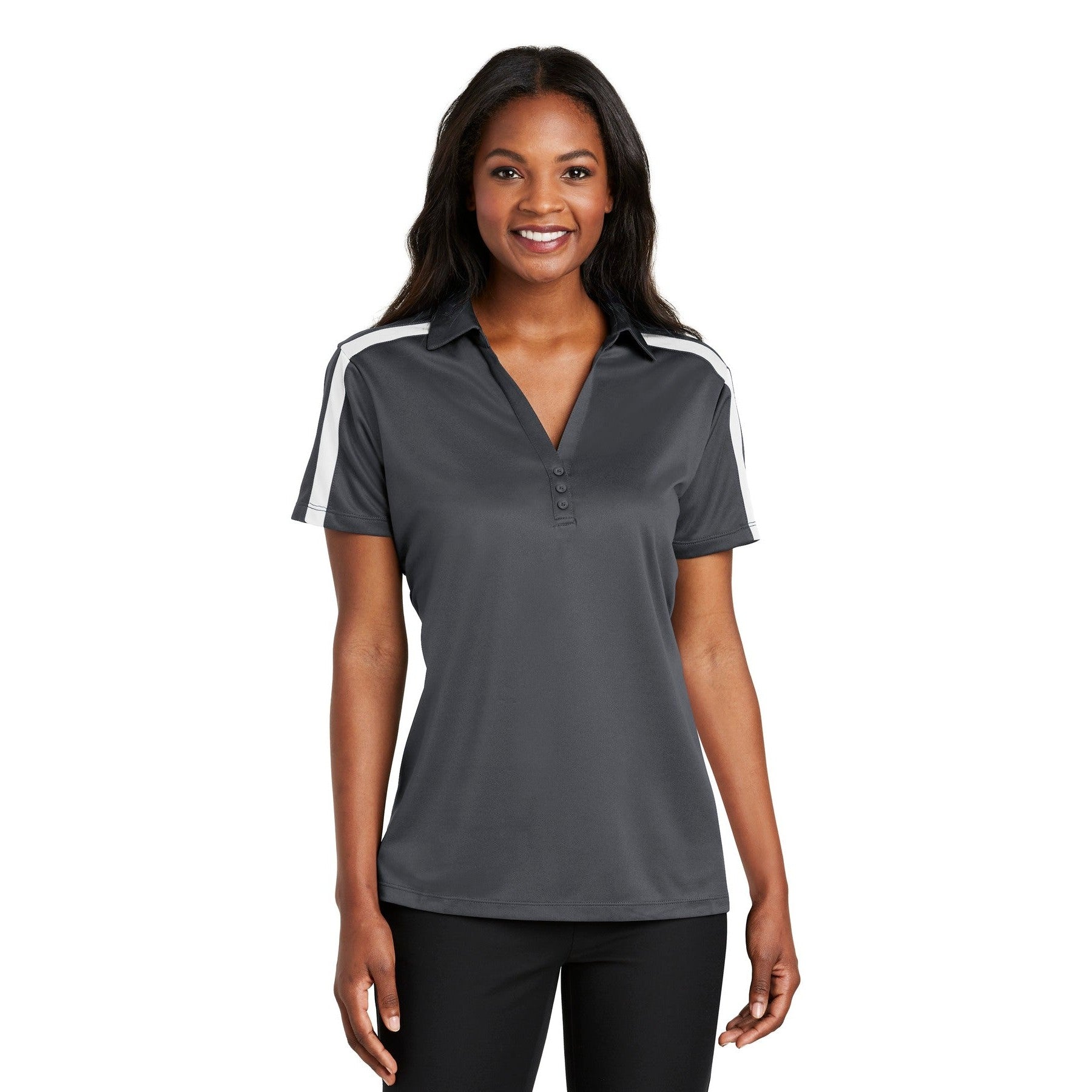 Port Authority-Port Authority® Women's Silk Touch™ Performance Colorblock Stripe Polo. L547-MedTech-6