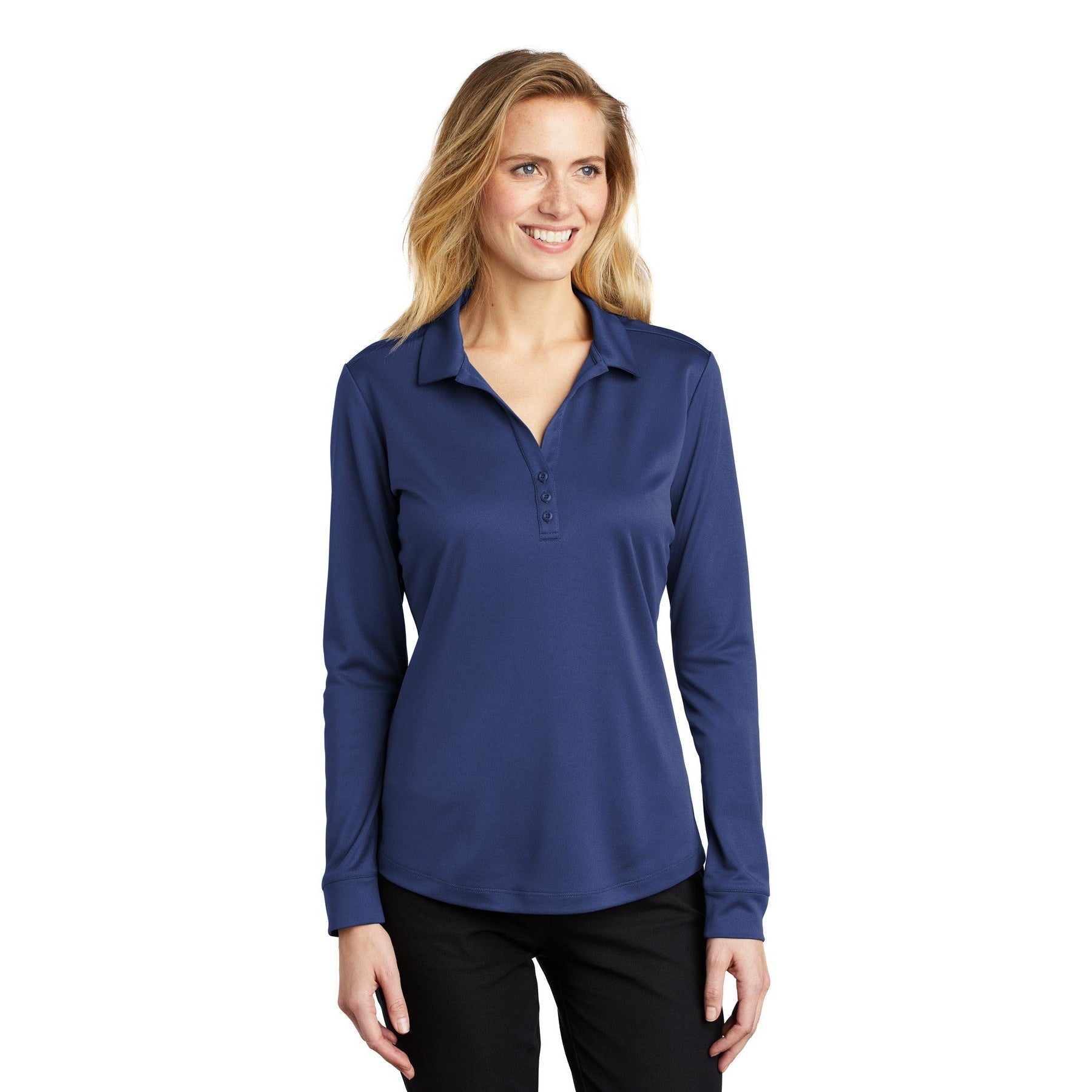 Port Authority-Port Authority ® Women's Silk Touch ™ Performance Long Sleeve Polo. L540LS-MedTech-6