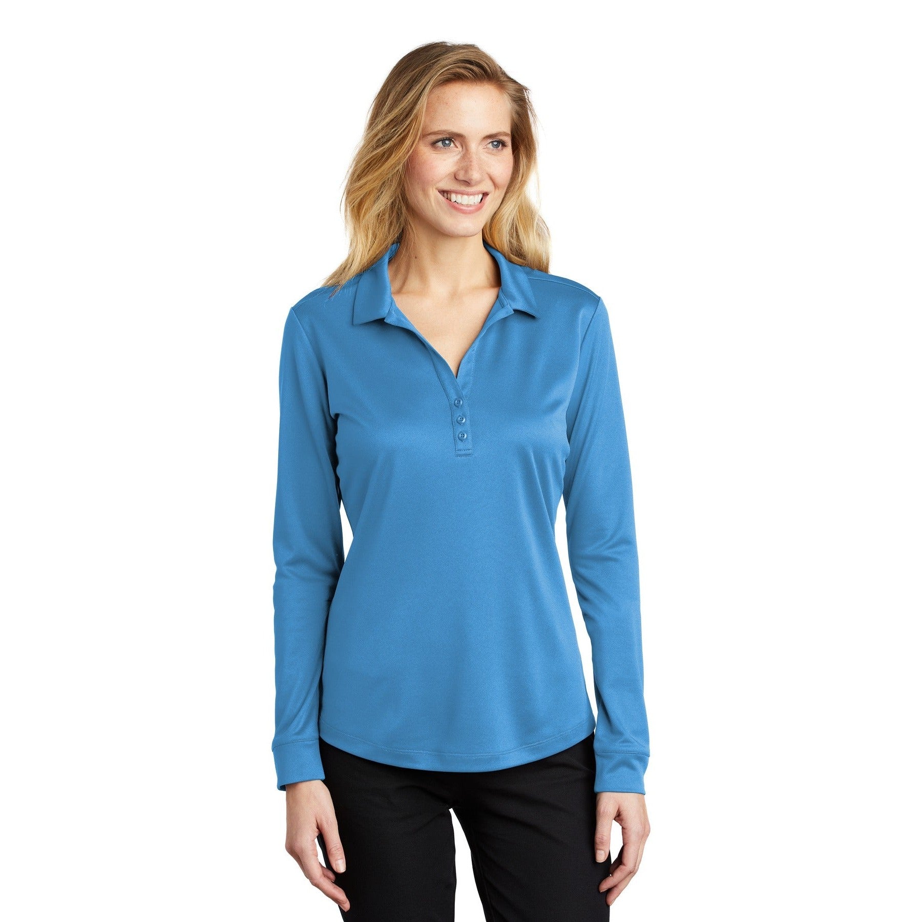 Port Authority-Port Authority ® Women's Silk Touch ™ Performance Long Sleeve Polo. L540LS-MedTech-3