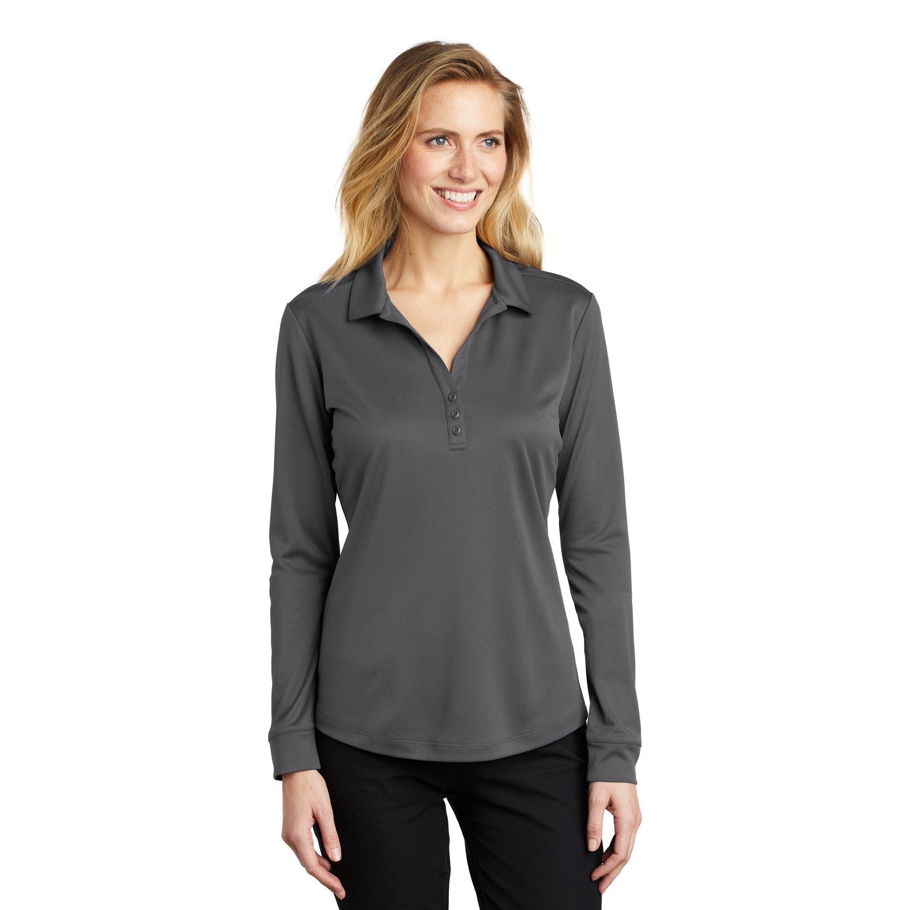 Port Authority-Port Authority ® Women's Silk Touch ™ Performance Long Sleeve Polo. L540LS-MedTech-7