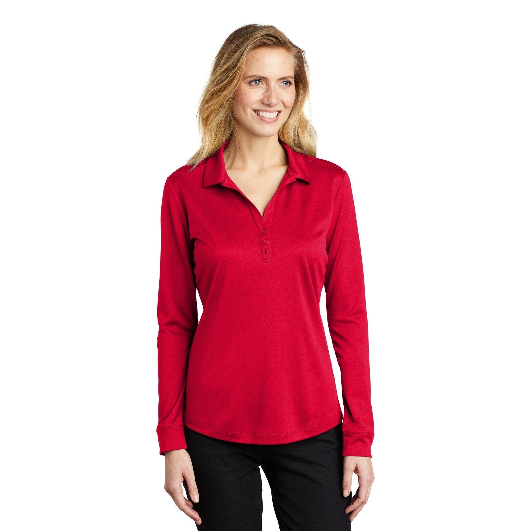 Port Authority-Port Authority ® Women's Silk Touch ™ Performance Long Sleeve Polo. L540LS-MedTech-5