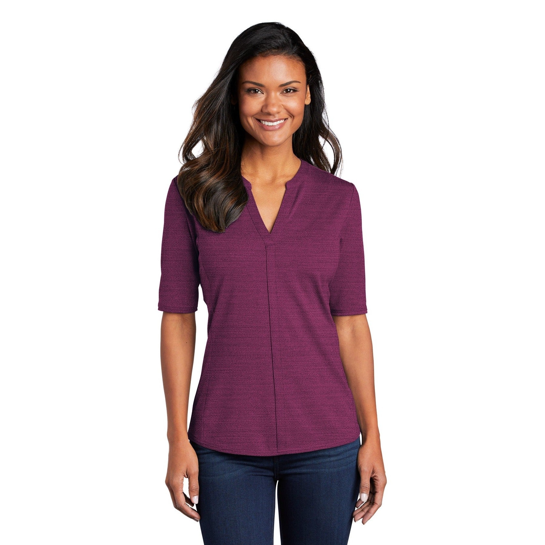 Port Authority-Port Authority ® Women's Stretch Heather Open Neck Top LK583-MedTech-4