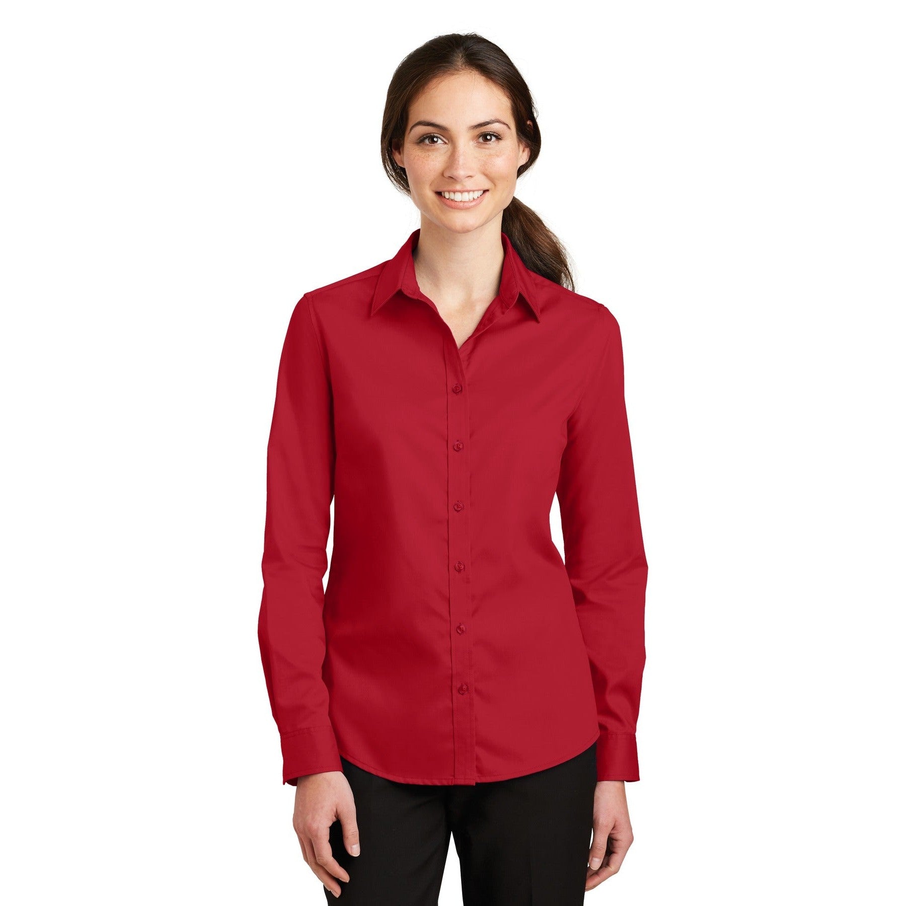 Port Authority-Port Authority® Women's SuperPro™ Twill Shirt. L663-MedTech-3