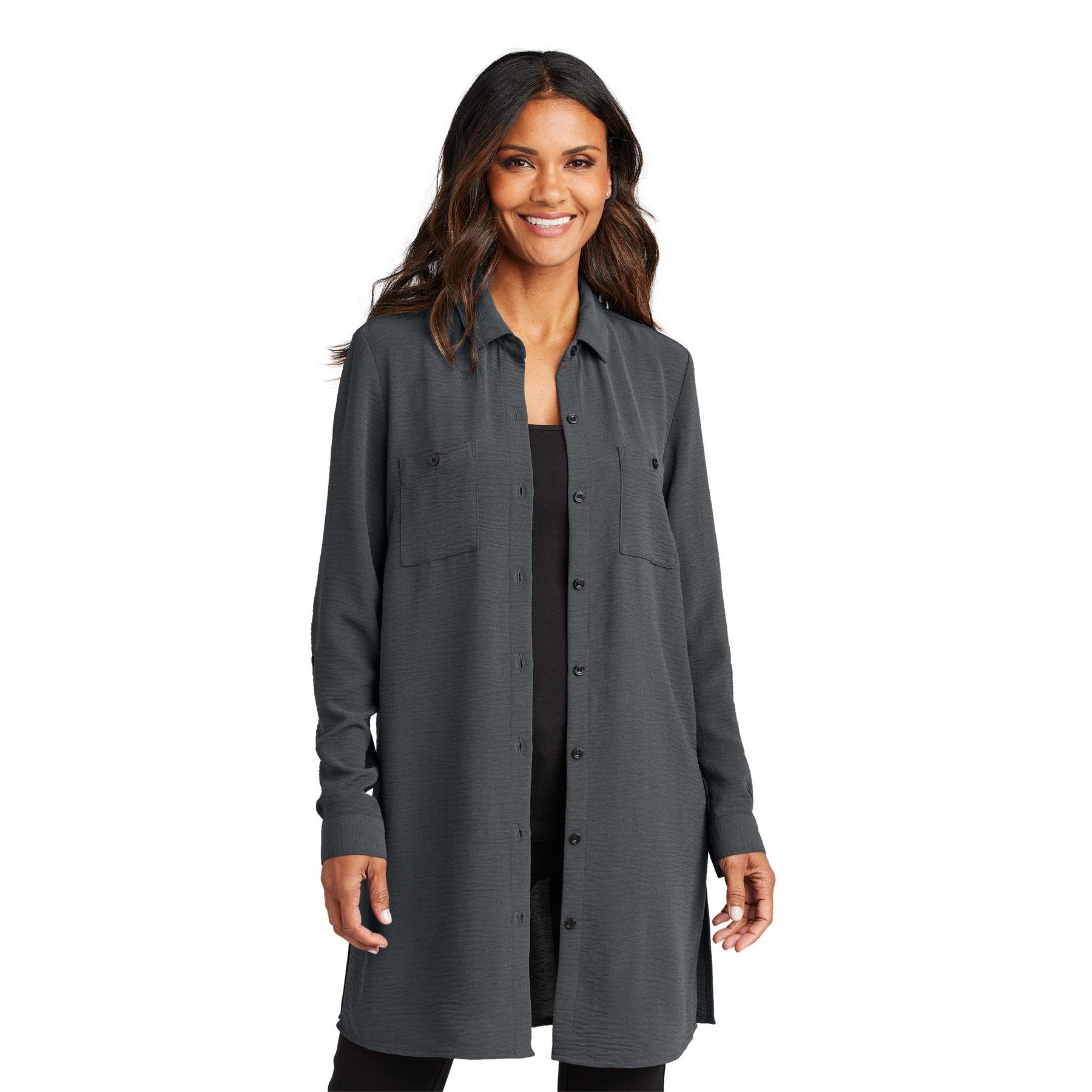 Port Authority-Port Authority® Women's Textured Crepe Long Tunic LW715-MedTech-2