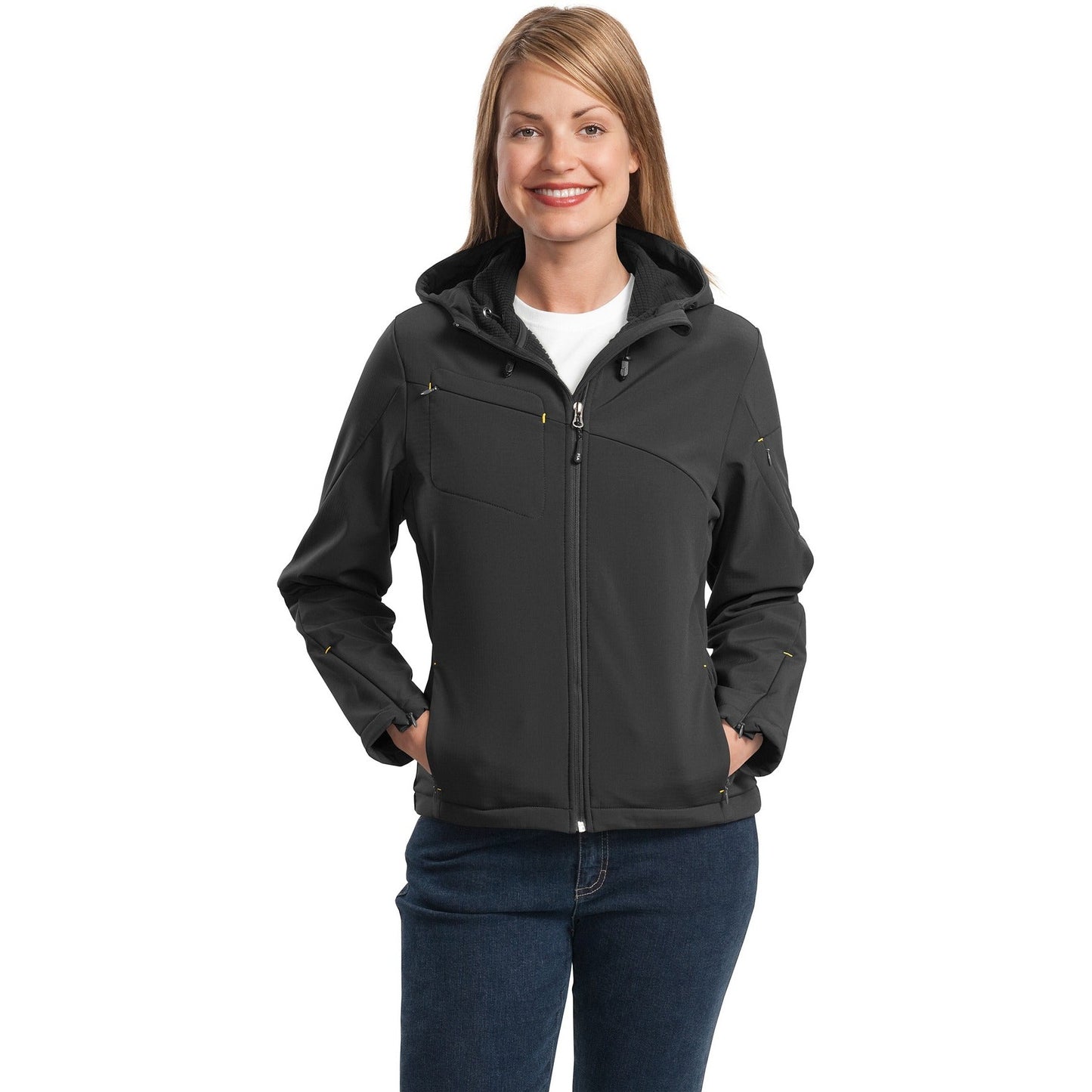 Port Authority-Port Authority® Women's Textured Hooded Soft Shell Jacket. L706-MedTech-2