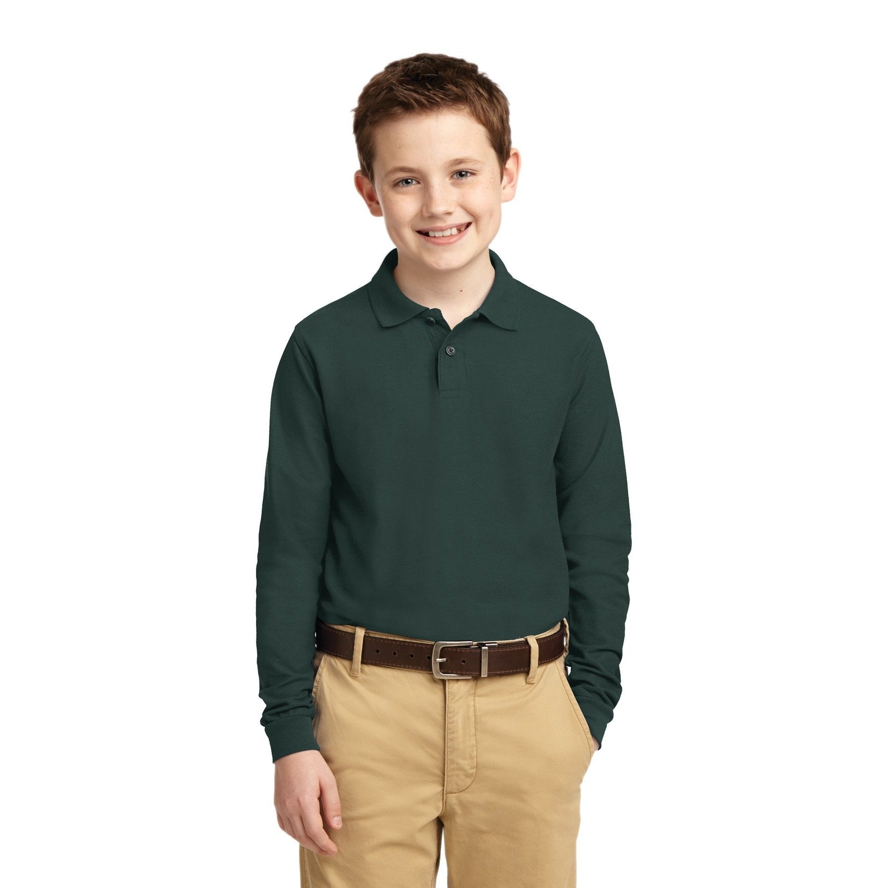 Port Authority-Port Authority® Youth Long Sleeve Silk Touch™ Polo. Y500LS-MedTech-3