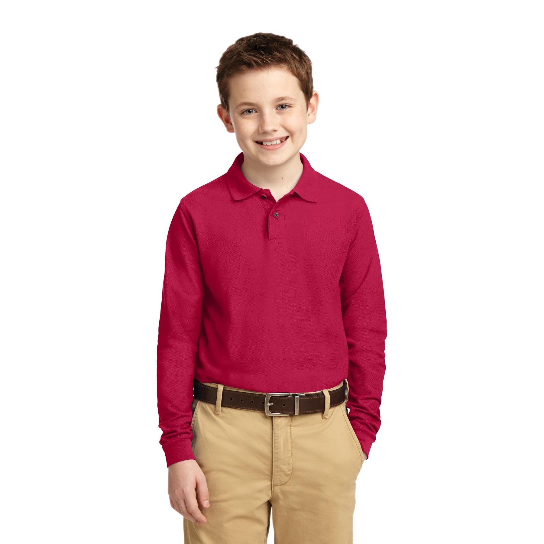 Port Authority-Port Authority® Youth Long Sleeve Silk Touch™ Polo. Y500LS-MedTech-5