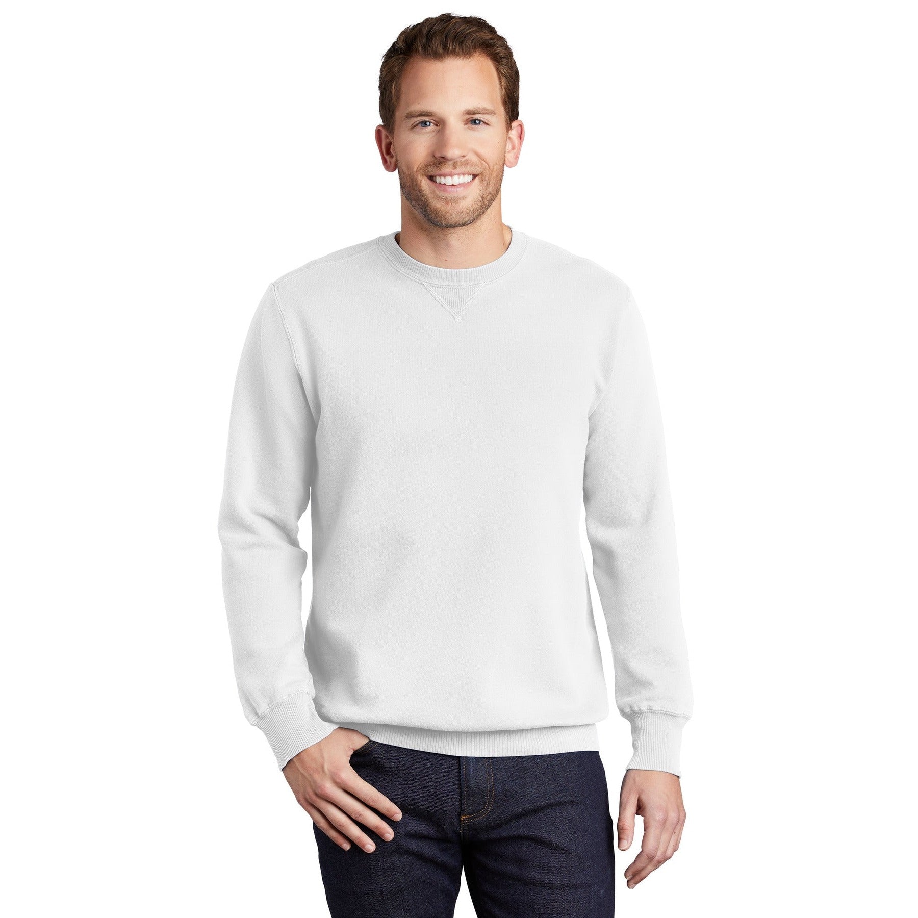 Port & Company-Port & Company® Beach Wash® Garment-Dyed Crewneck Sweatshirt PC098-MedTech-18