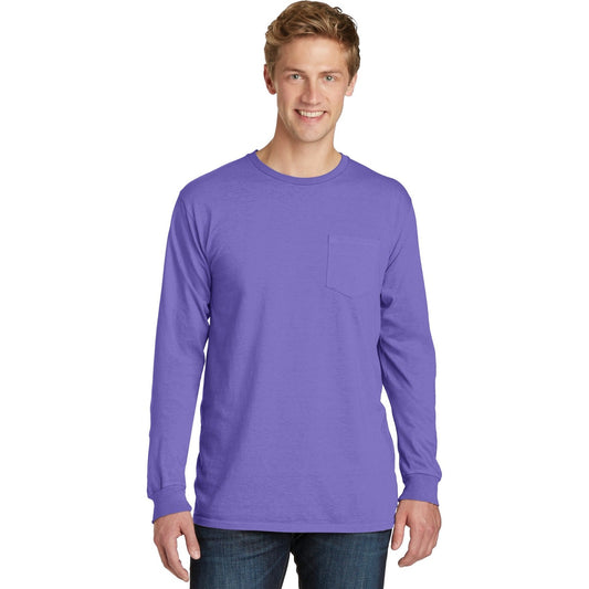 Port & Company-Port & Company® Beach Wash® Garment-Dyed Long Sleeve Pocket Tee PC099LSP-MedTech-1