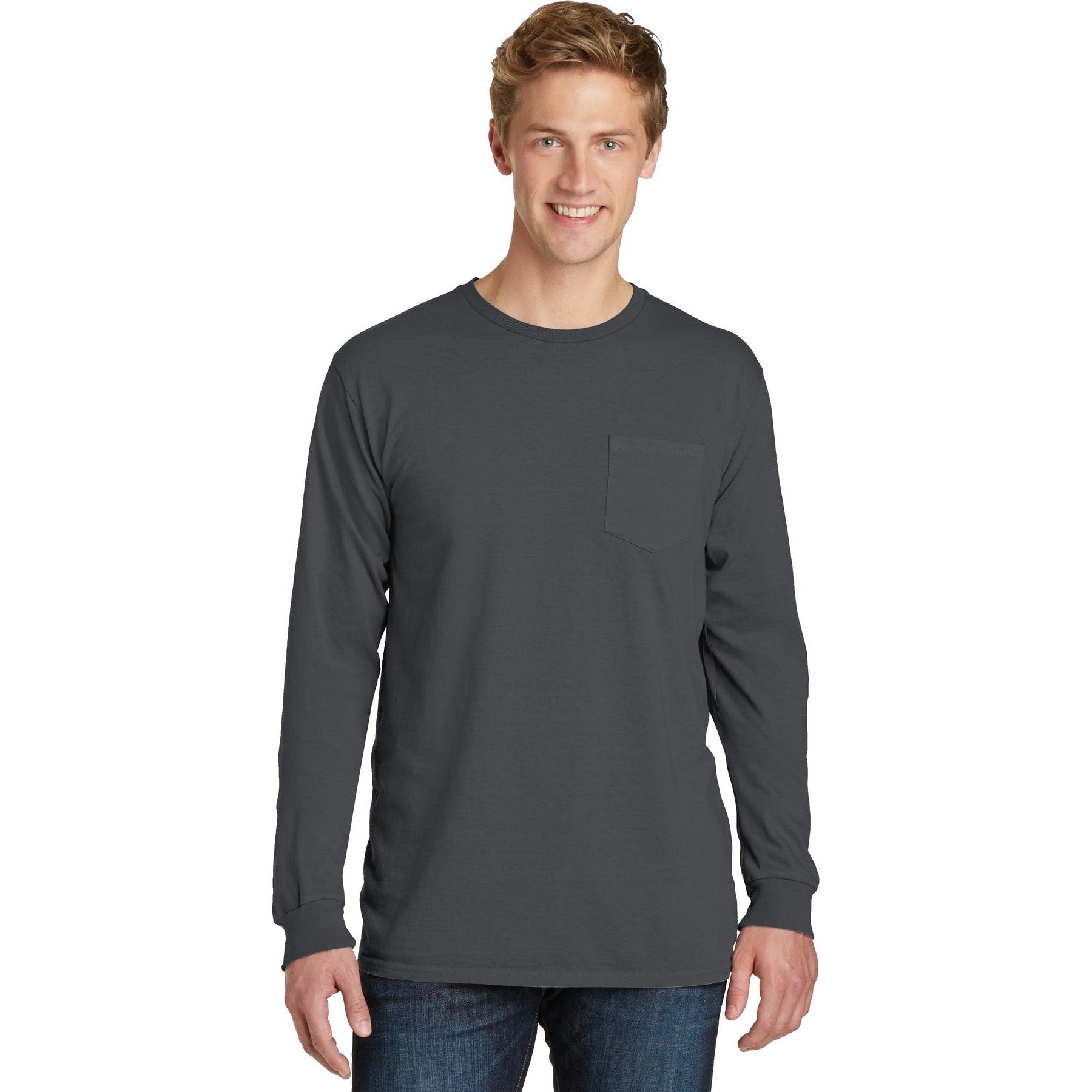 Port & Company-Port & Company® Beach Wash® Garment-Dyed Long Sleeve Pocket Tee PC099LSP-MedTech-4