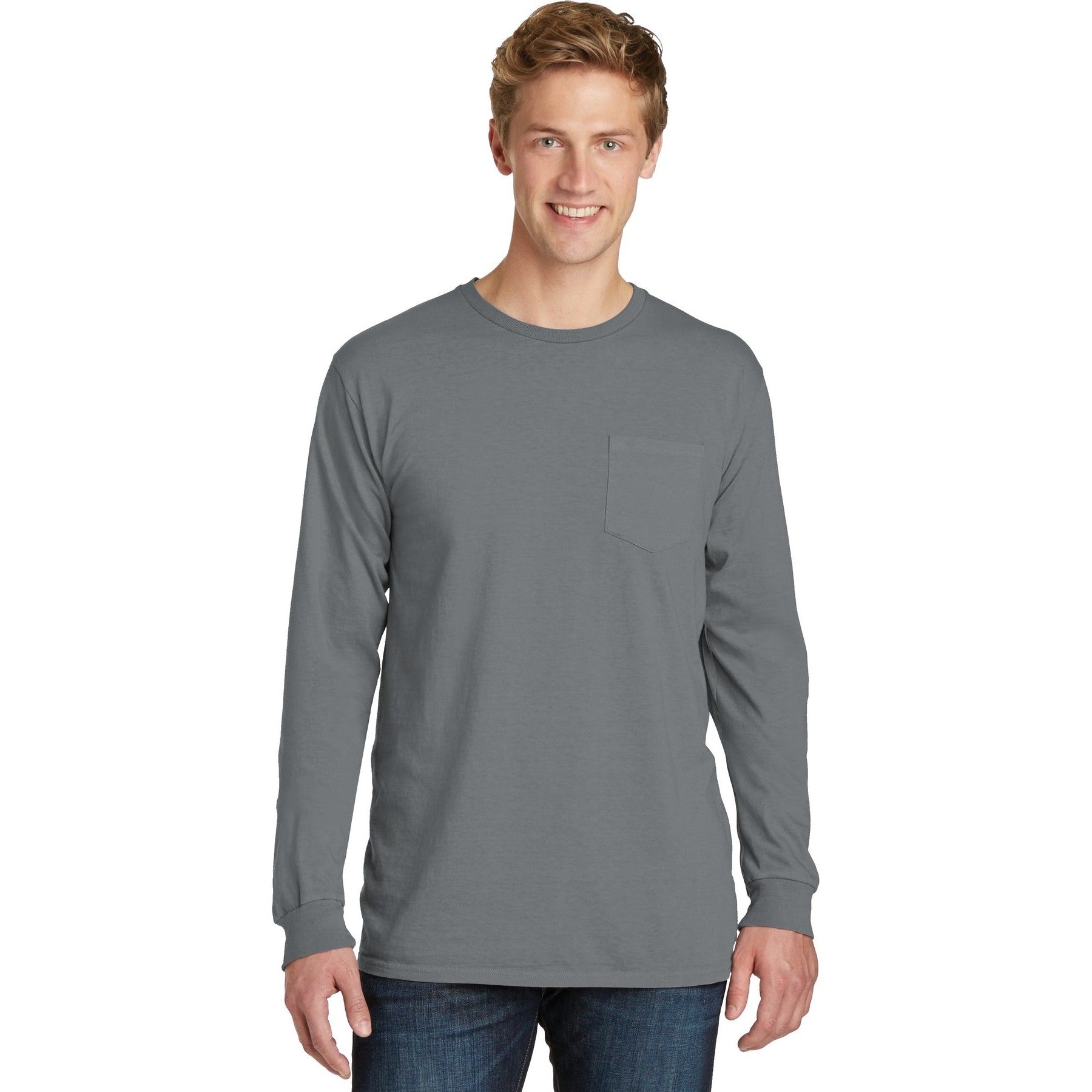 Port & Company-Port & Company® Beach Wash® Garment-Dyed Long Sleeve Pocket Tee PC099LSP-MedTech-9