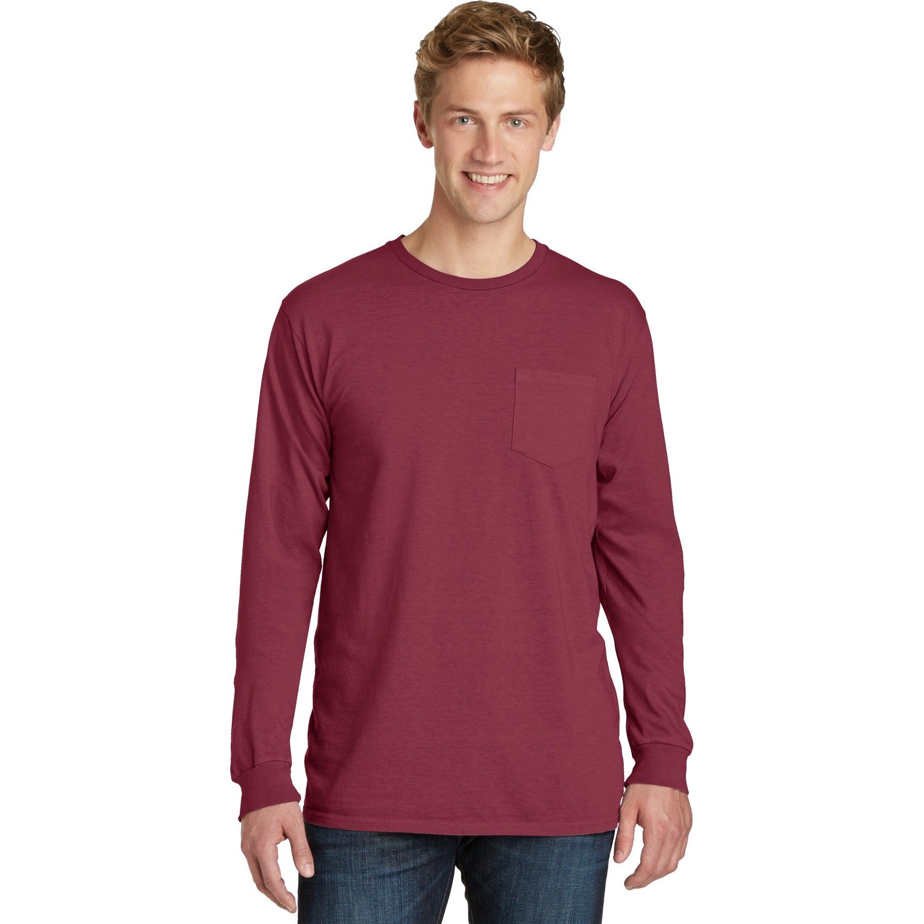 Port & Company-Port & Company® Beach Wash® Garment-Dyed Long Sleeve Pocket Tee PC099LSP-MedTech-6