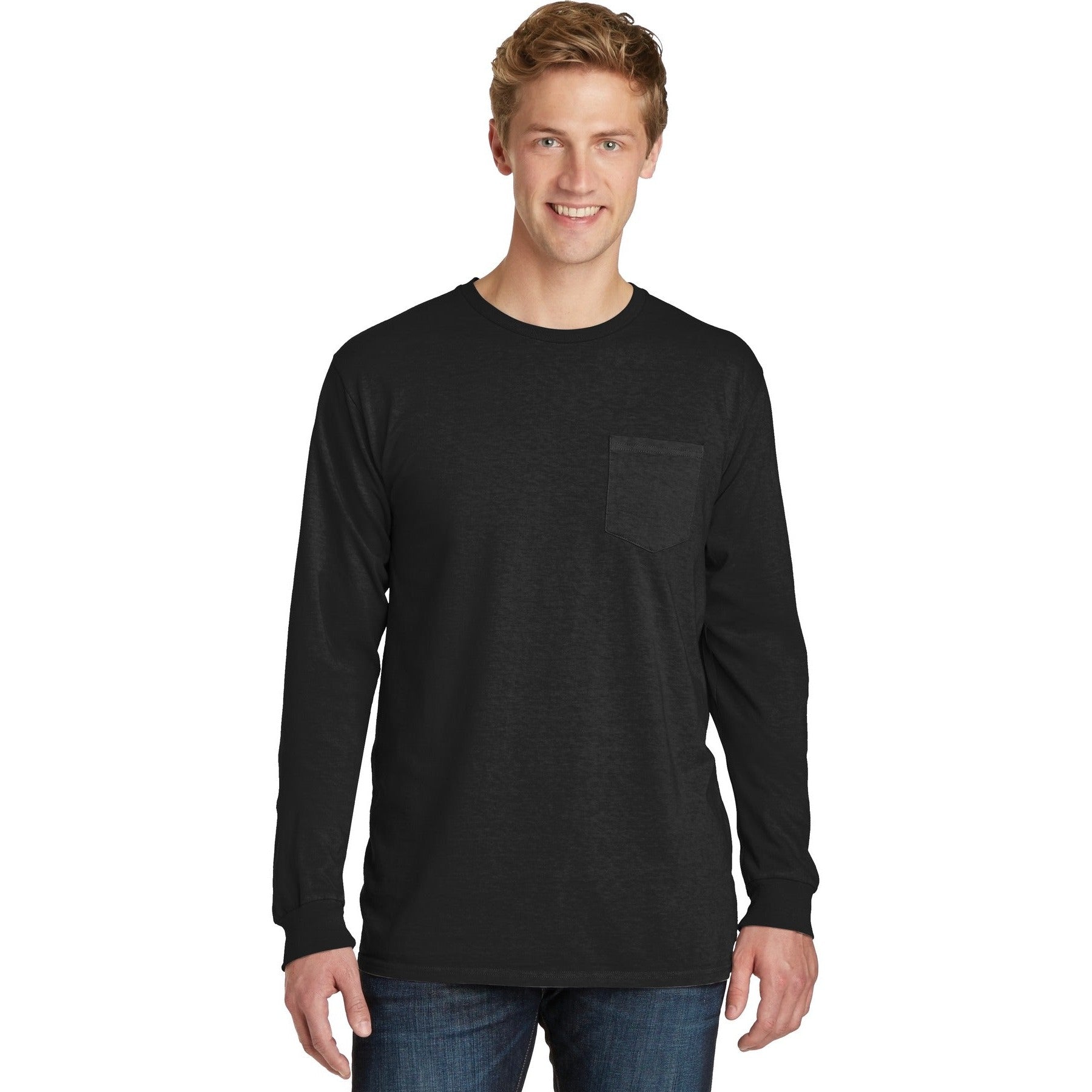 Port & Company-Port & Company® Beach Wash® Garment-Dyed Long Sleeve Pocket Tee PC099LSP-MedTech-2
