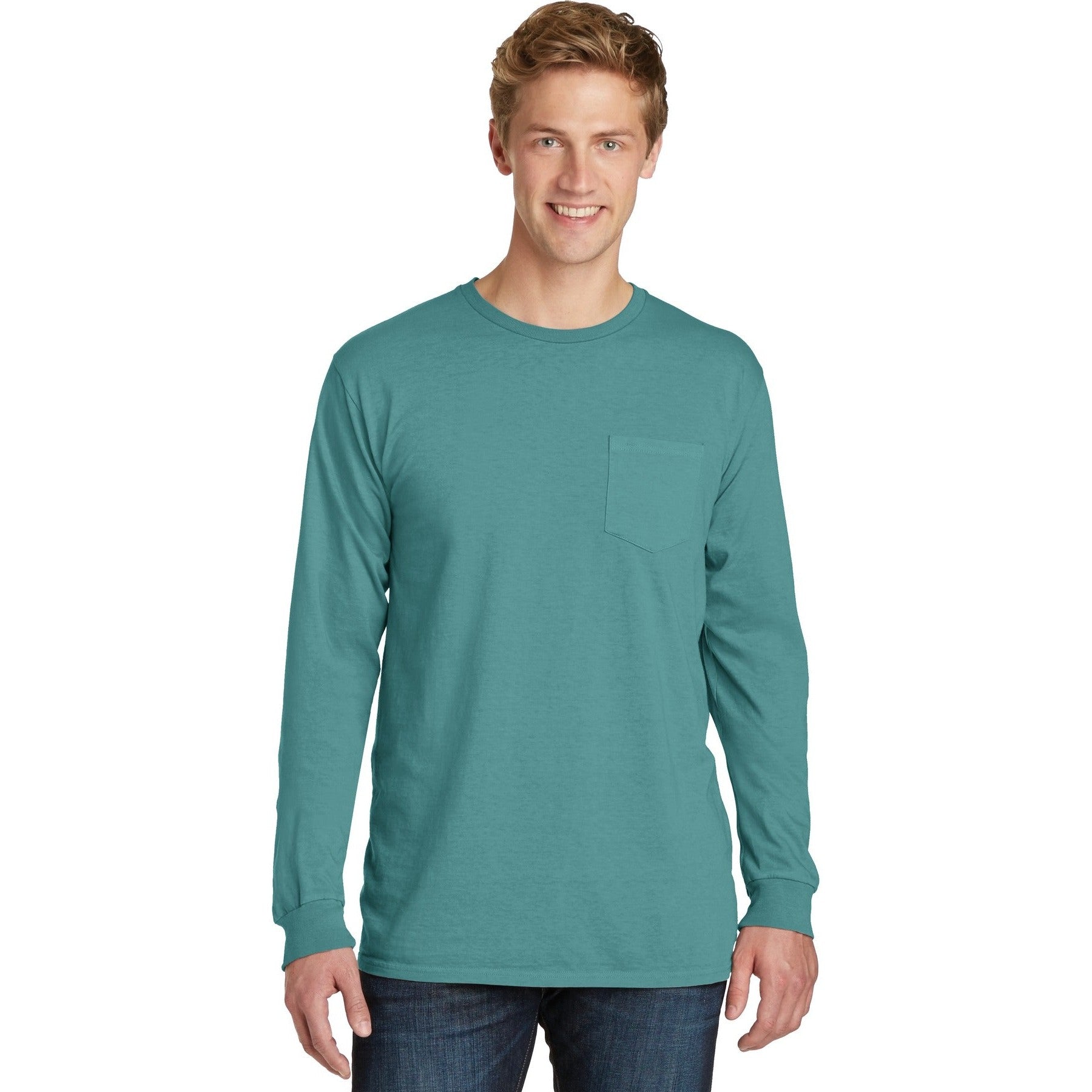 Port & Company-Port & Company® Beach Wash® Garment-Dyed Long Sleeve Pocket Tee PC099LSP-MedTech-8