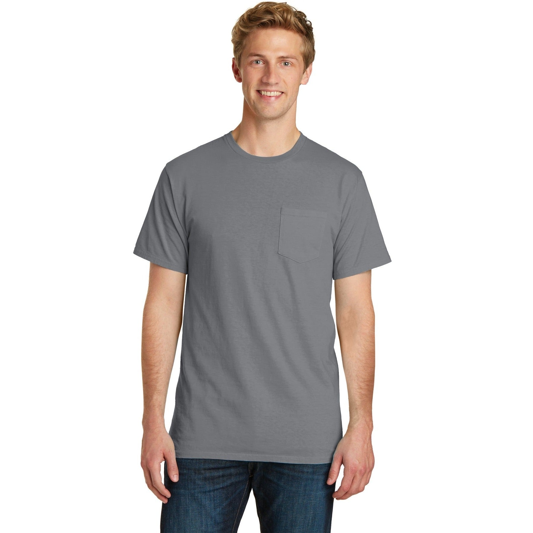 Port & Company-Port & Company® Beach Wash® Garment-Dyed Pocket Tee. PC099P-MedTech-6