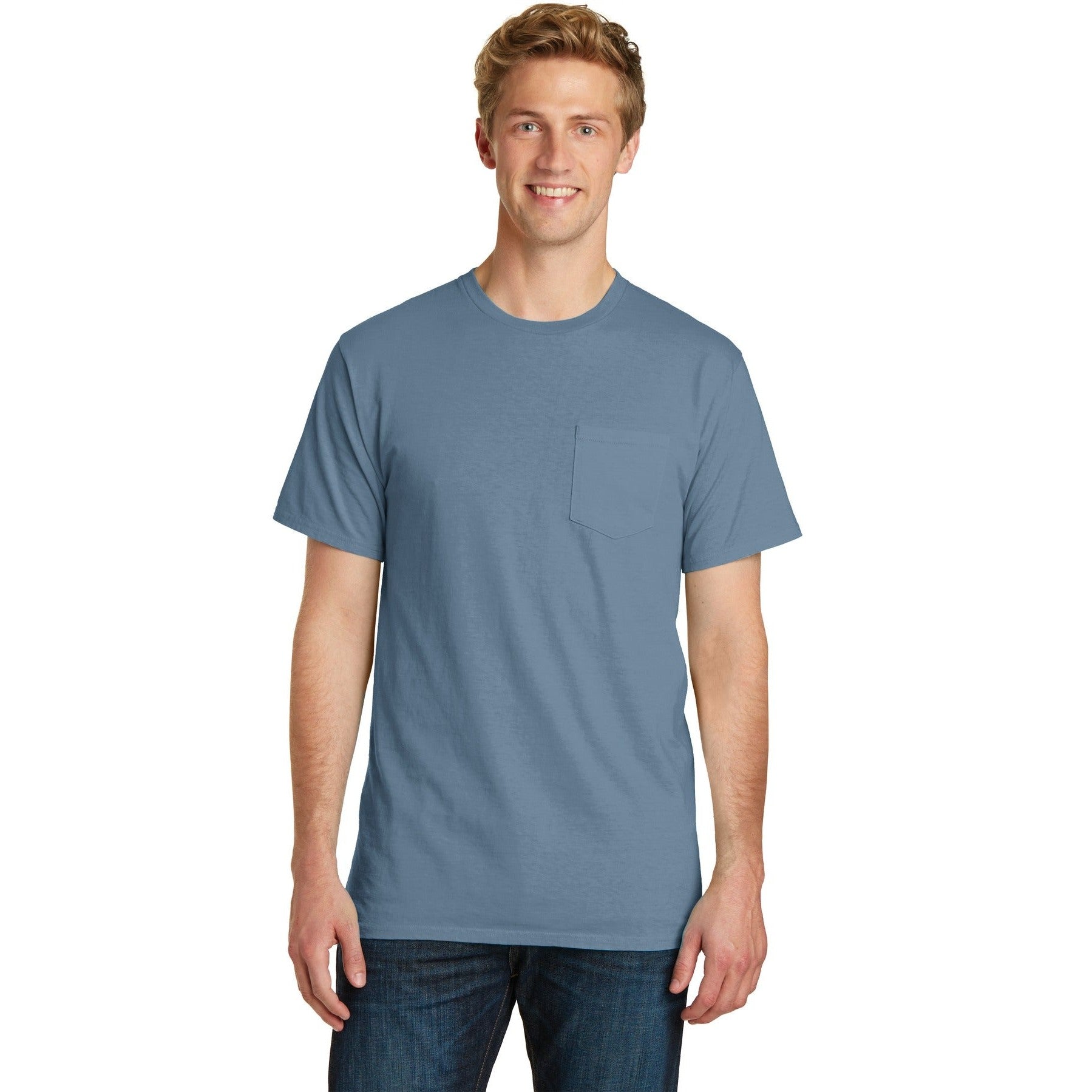 Port & Company-Port & Company® Beach Wash® Garment-Dyed Pocket Tee. PC099P-MedTech-4