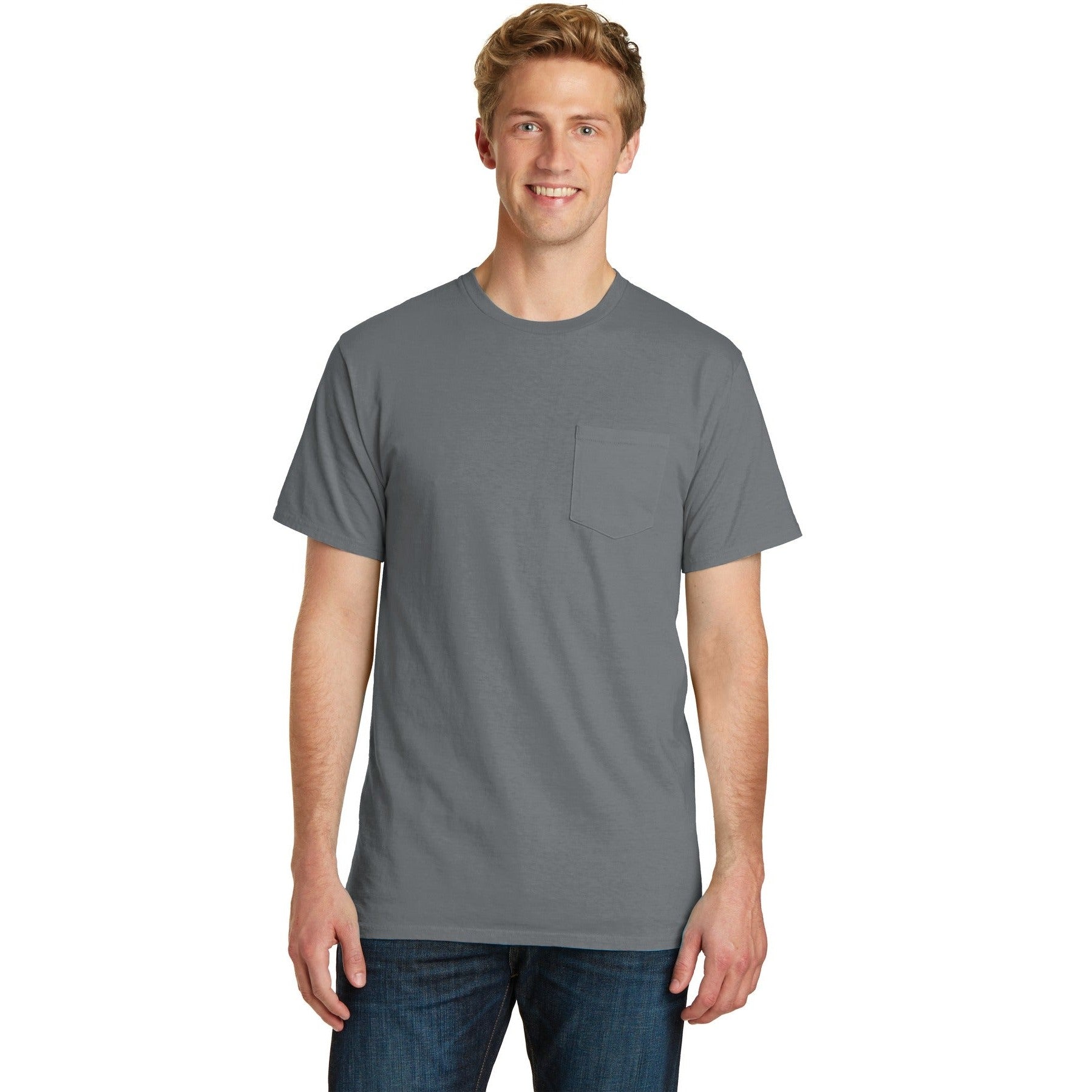 Port & Company-Port & Company® Beach Wash® Garment-Dyed Pocket Tee. PC099P-MedTech-3