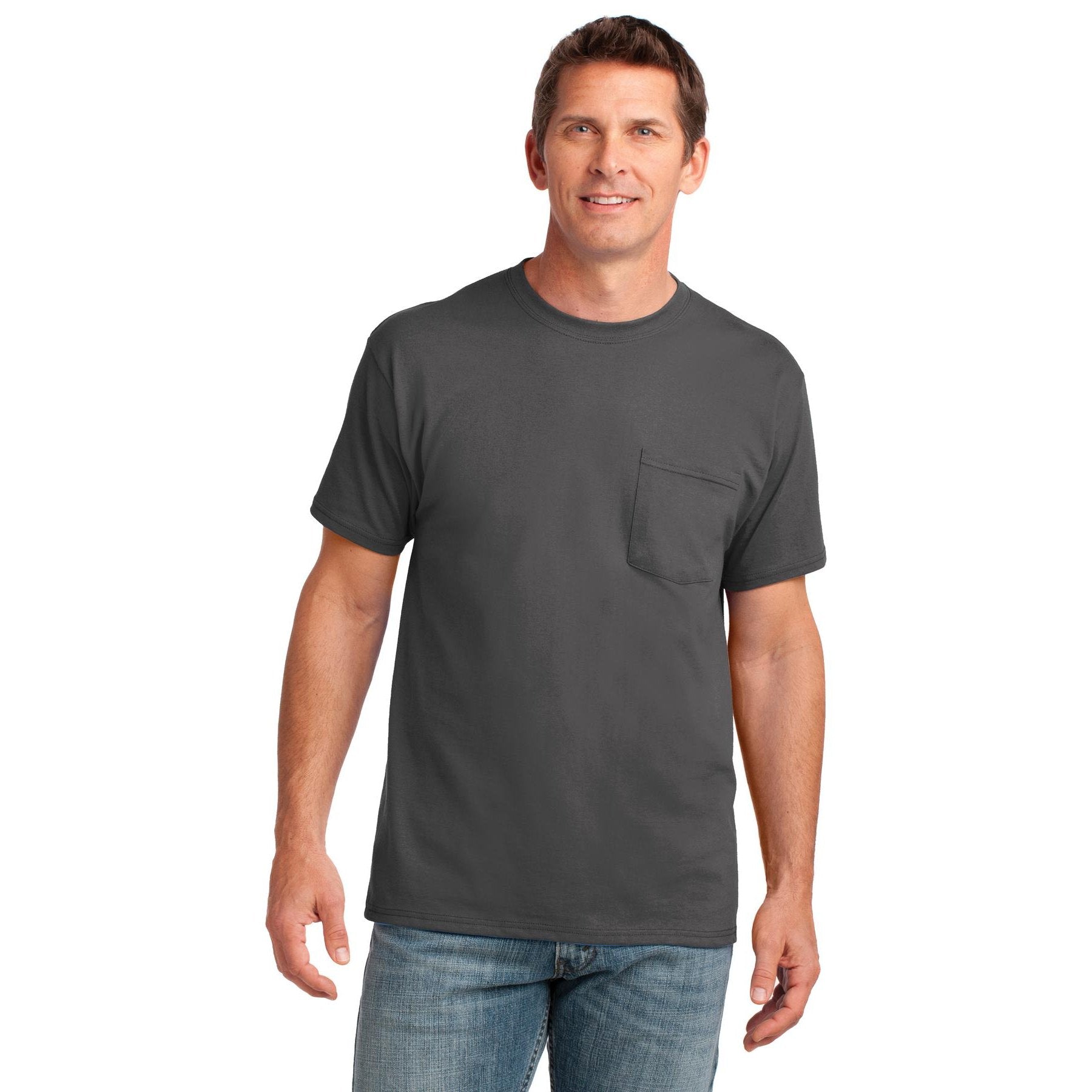 Port & Company-Port & Company® Core Cotton Pocket Tee. PC54P-MedTech-4