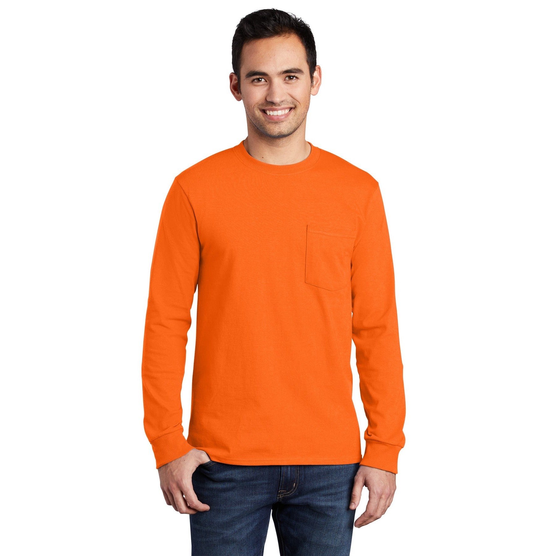 Port & Company-Port & Company® - Long Sleeve Essential Pocket Tee. PC61LSP-MedTech-11