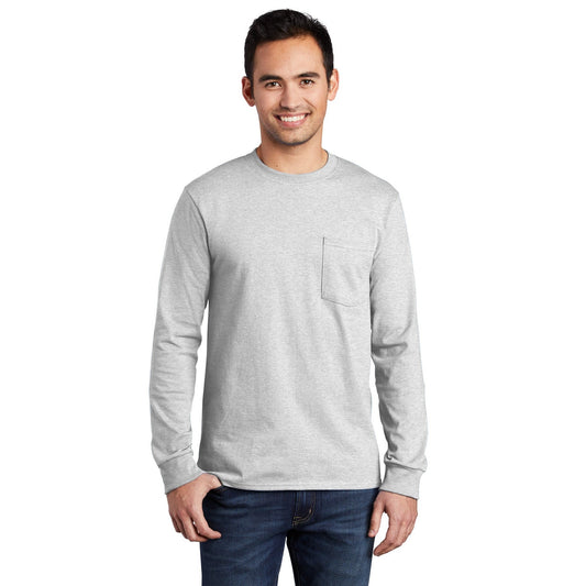 Port & Company-Port & Company® Tall Long Sleeve Essential Pocket Tee. PC61LSPT-MedTech-1