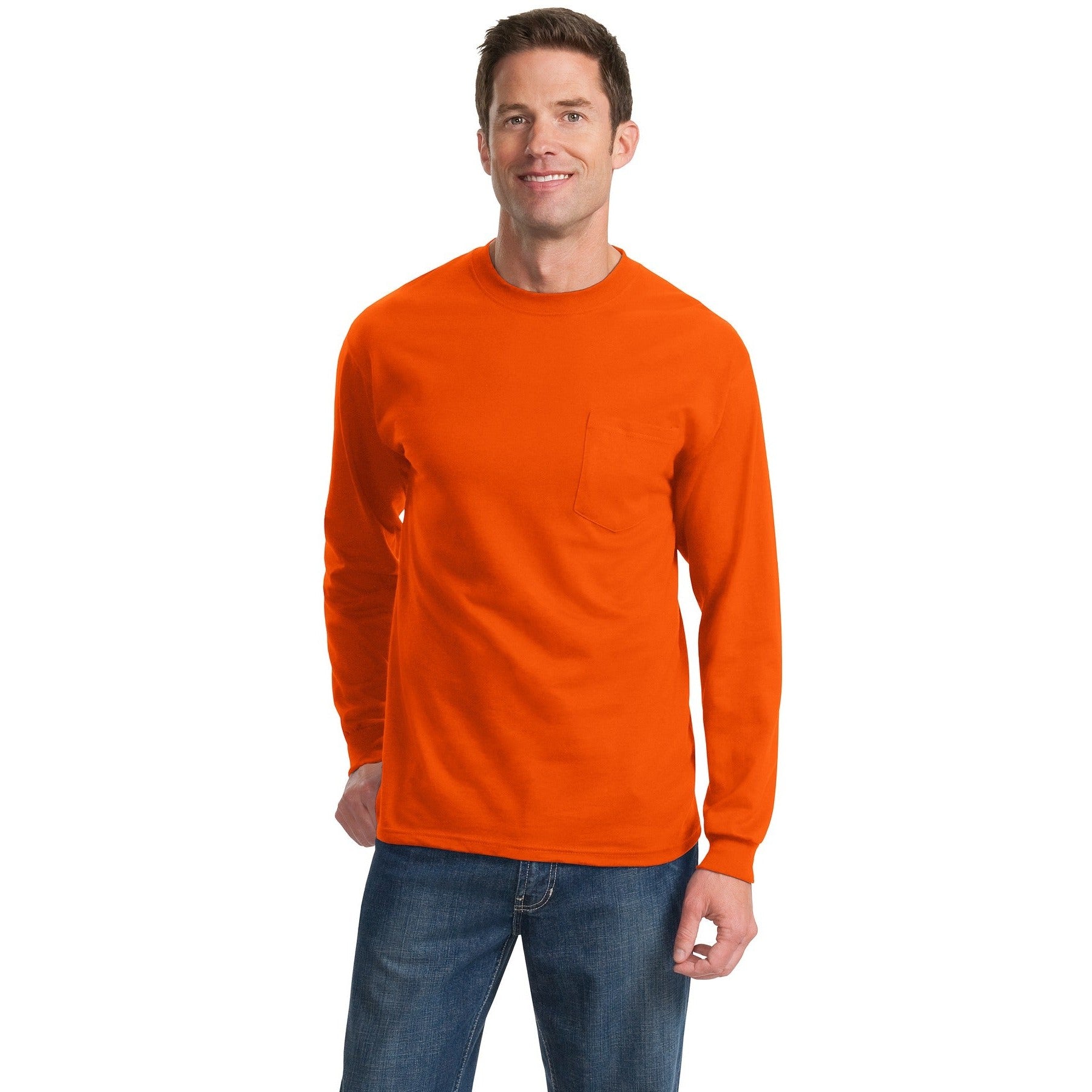 Port & Company-Port & Company® Tall Long Sleeve Essential Pocket Tee. PC61LSPT-MedTech-7