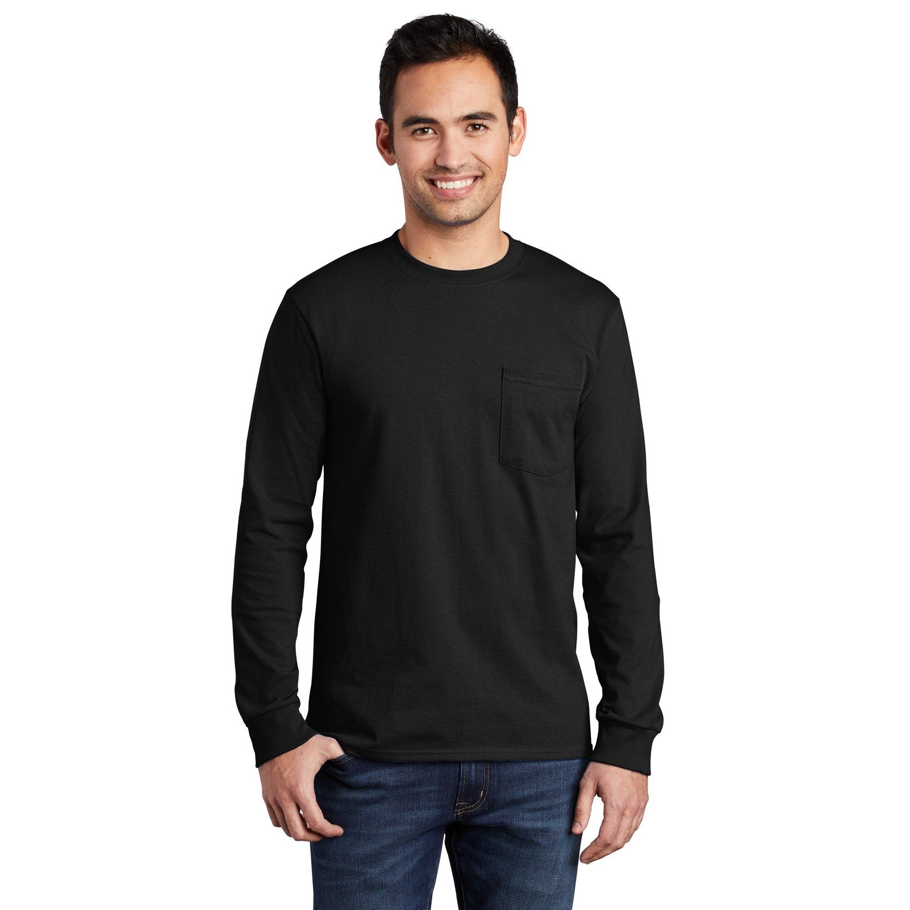 Port & Company-Port & Company® Tall Long Sleeve Essential Pocket Tee. PC61LSPT-MedTech-4