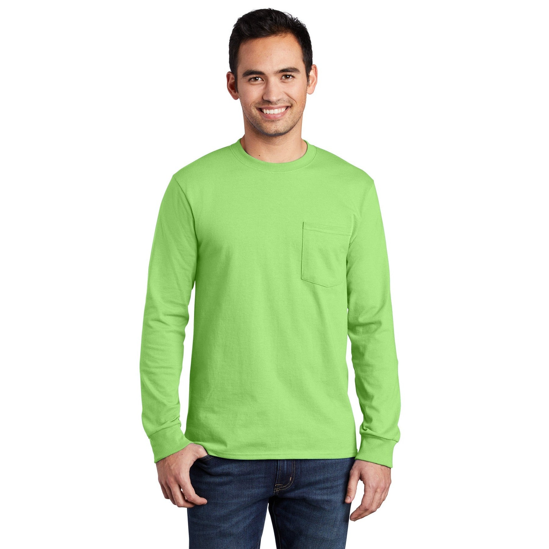 Port & Company-Port & Company® Tall Long Sleeve Essential Pocket Tee. PC61LSPT-MedTech-5