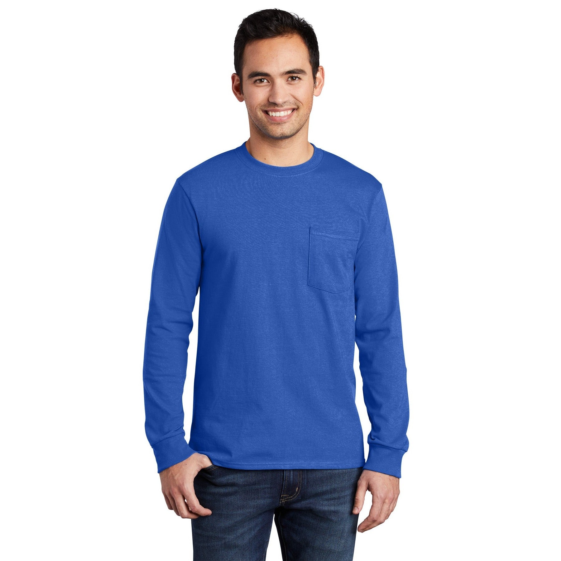 Port & Company-Port & Company® Tall Long Sleeve Essential Pocket Tee. PC61LSPT-MedTech-9
