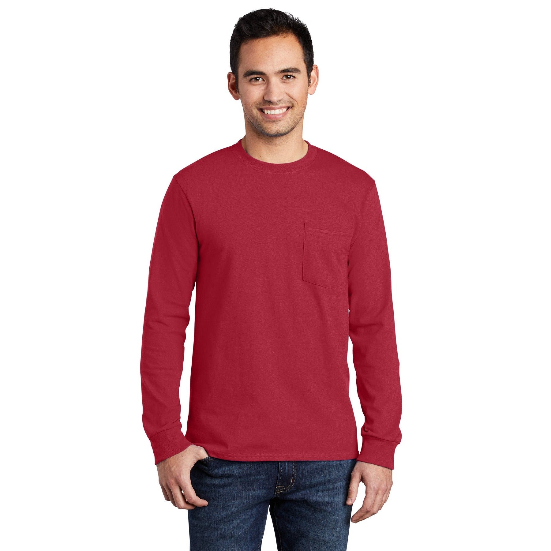 Port & Company-Port & Company® Tall Long Sleeve Essential Pocket Tee. PC61LSPT-MedTech-8