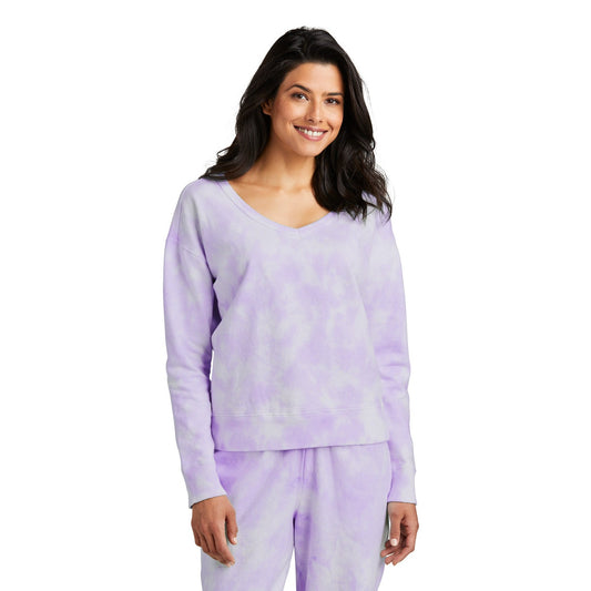 Port & Company-Port & Company® Women's Beach Wash® Cloud Tie-Dye V-Neck Sweatshirt LPC140V-MedTech-1