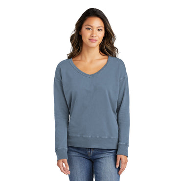 Port & Company-Port & Company® Women's Beach Wash® Garment-Dyed V-Neck Sweatshirt LPC098V-MedTech-2