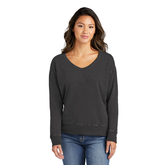 Port & Company-Port & Company® Women's Beach Wash® Garment-Dyed V-Neck Sweatshirt LPC098V-MedTech-1