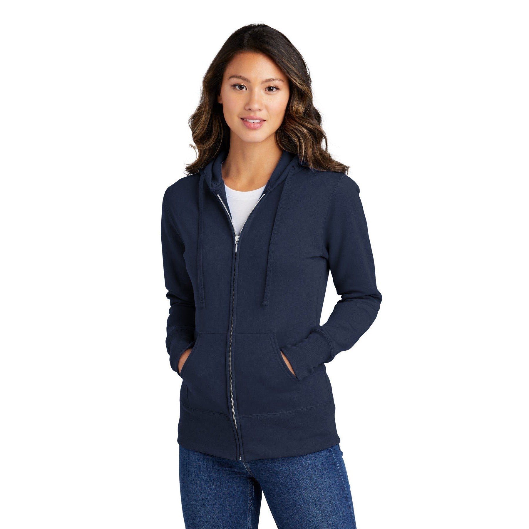 Port & Company-Port & Company® Women's Core Fleece Full-Zip Hooded Sweatshirt. LPC78ZH-MedTech-5