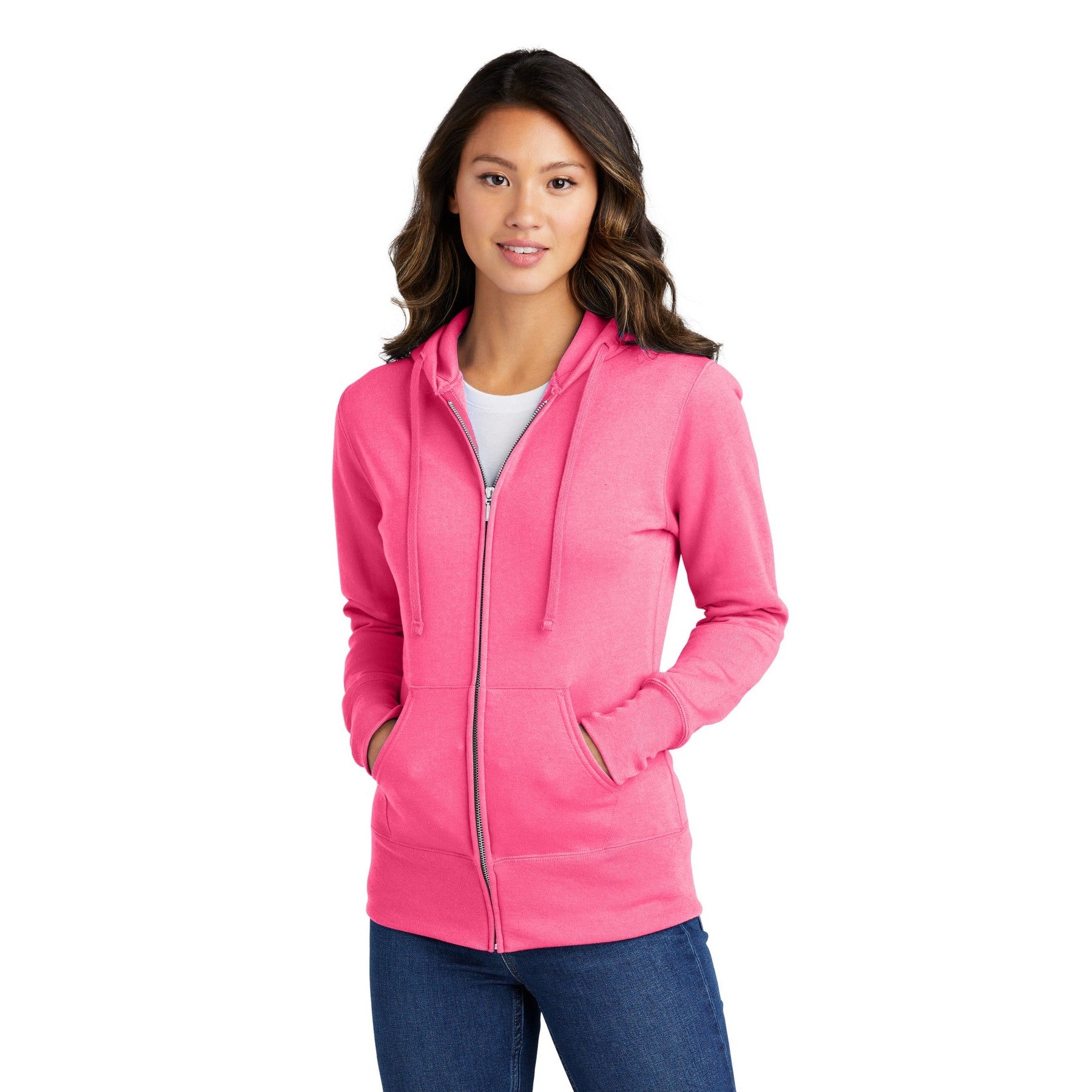 Port & Company-Port & Company® Women's Core Fleece Full-Zip Hooded Sweatshirt. LPC78ZH-MedTech-7