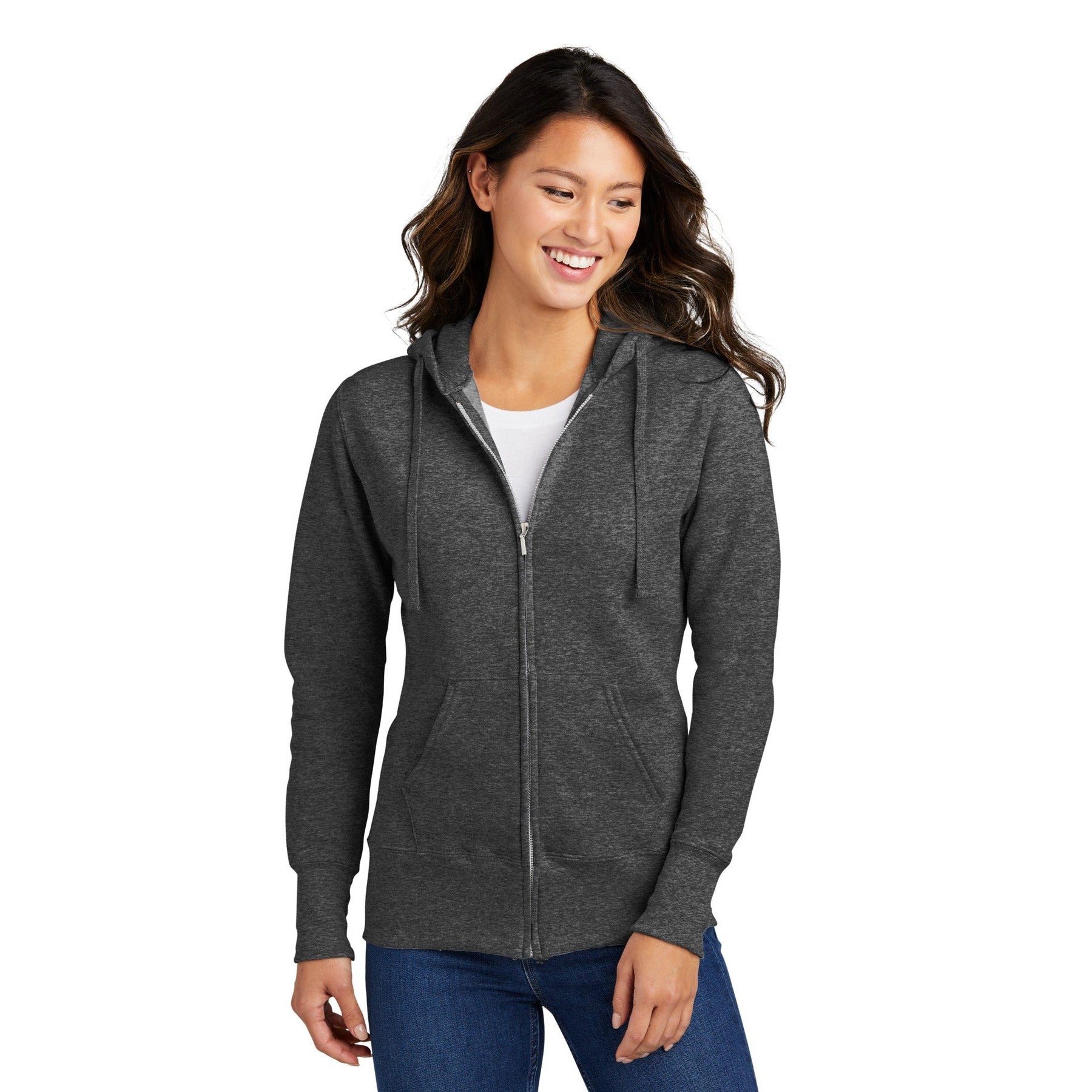 Port & Company-Port & Company® Women's Core Fleece Full-Zip Hooded Sweatshirt. LPC78ZH-MedTech-3