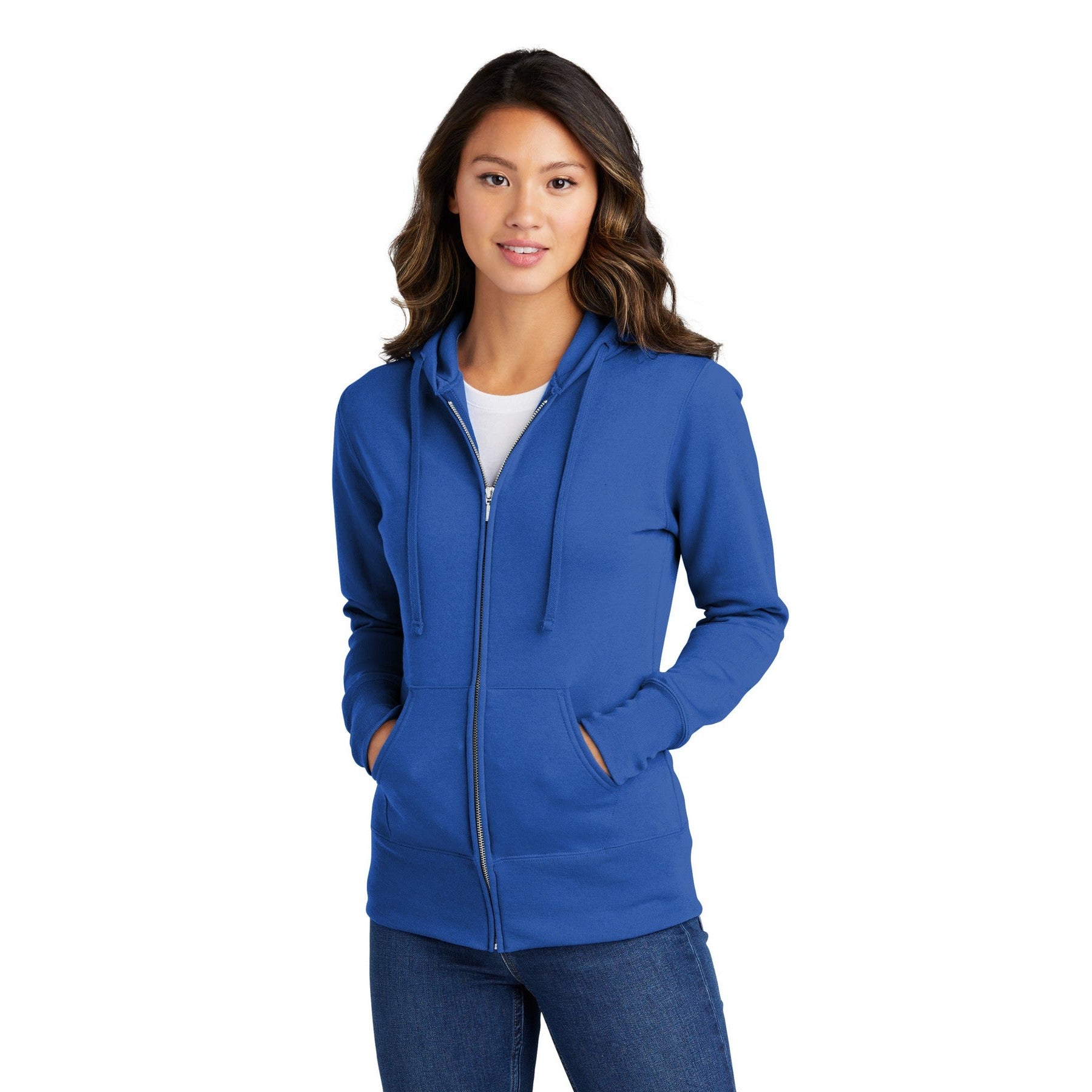 Port & Company-Port & Company® Women's Core Fleece Full-Zip Hooded Sweatshirt. LPC78ZH-MedTech-9