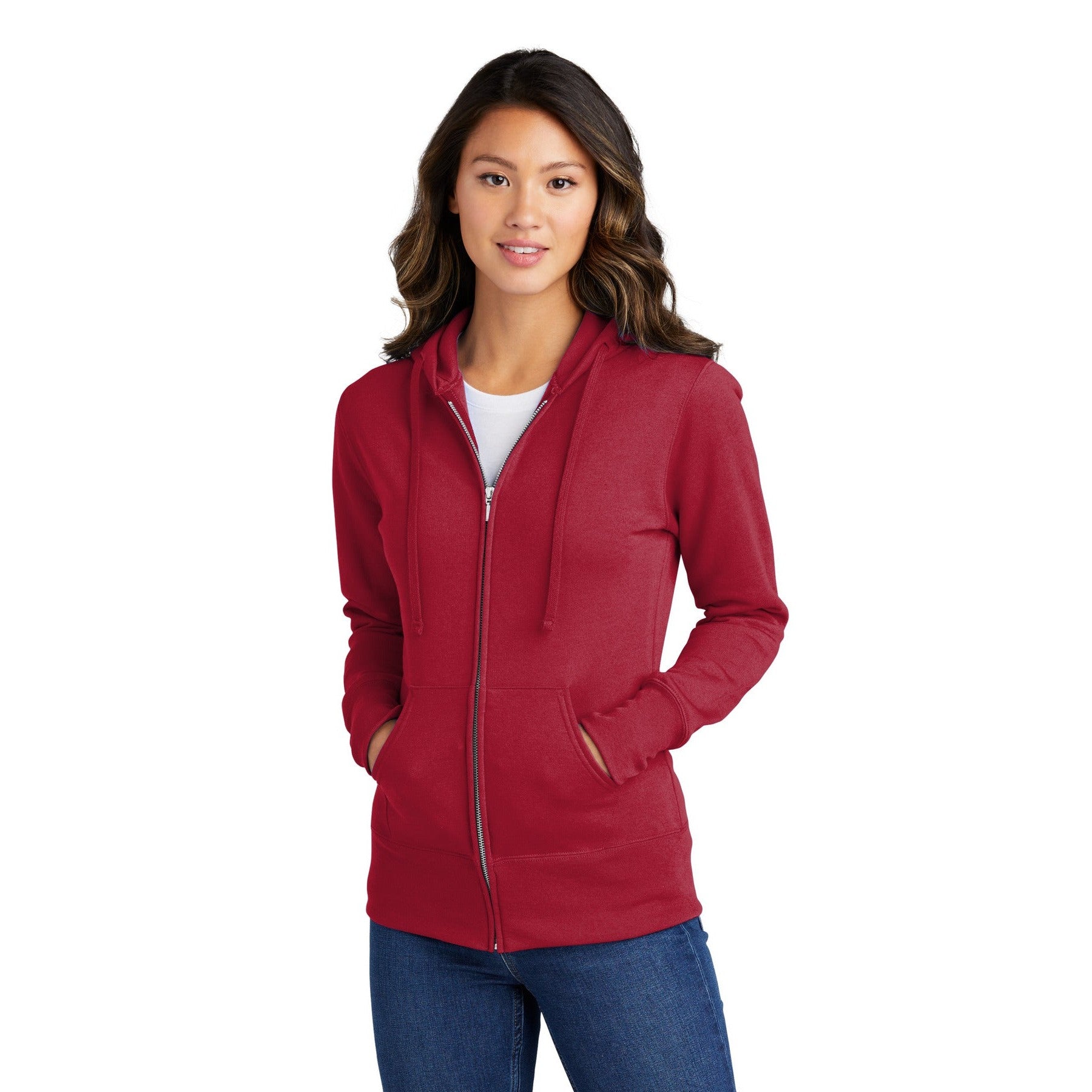 Port & Company-Port & Company® Women's Core Fleece Full-Zip Hooded Sweatshirt. LPC78ZH-MedTech-8