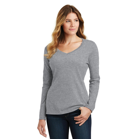 Port & Company-Port & Company® Women's Long Sleeve Fan Favorite V-Neck Tee. LPC450VLS-MedTech-1