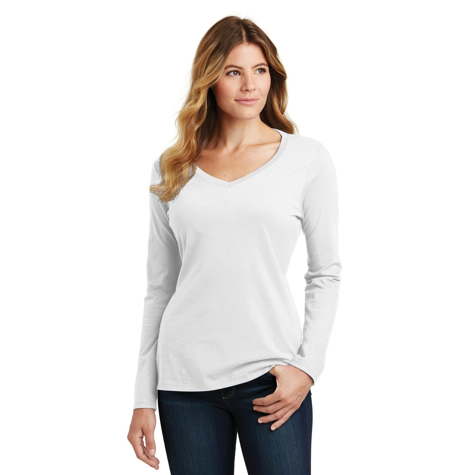 Port & Company-Port & Company® Women's Long Sleeve Fan Favorite V-Neck Tee. LPC450VLS-MedTech-11