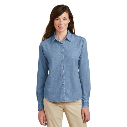 Port & Company-Port & Company® Women's Long Sleeve Value Denim Shirt. LSP10-MedTech-1