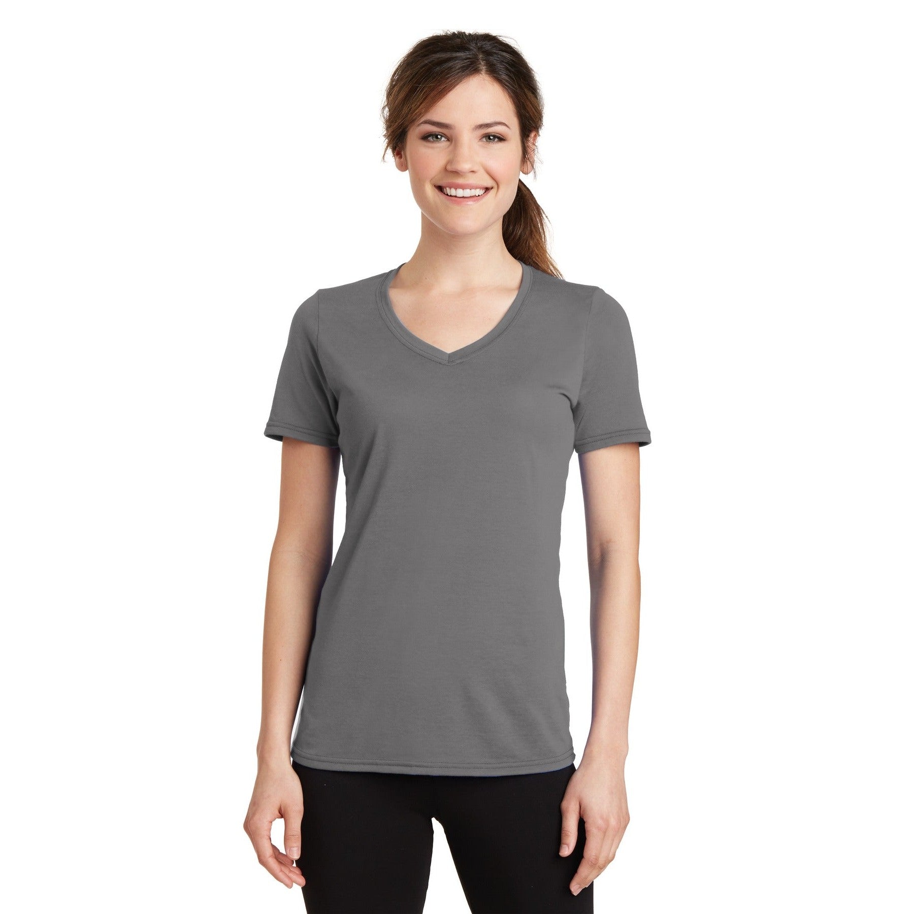 Port & Company-Port & Company® Women's Performance Blend V-Neck Tee. LPC381V-MedTech-8