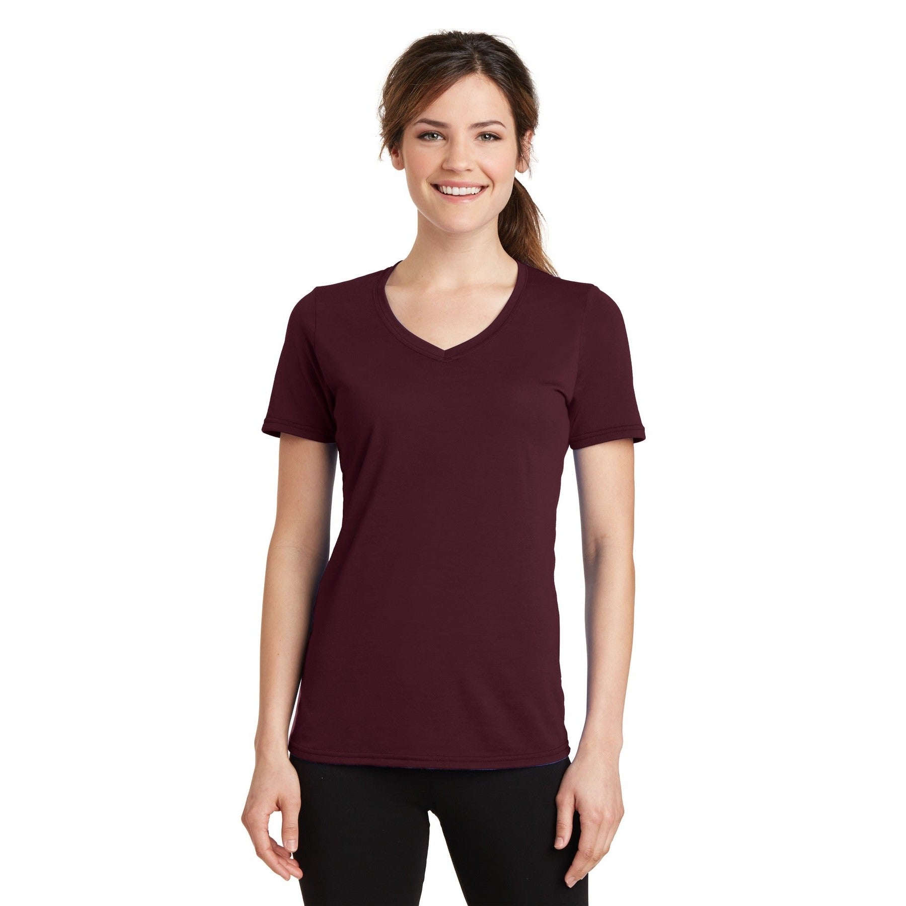 Port & Company-Port & Company® Women's Performance Blend V-Neck Tee. LPC381V-MedTech-2