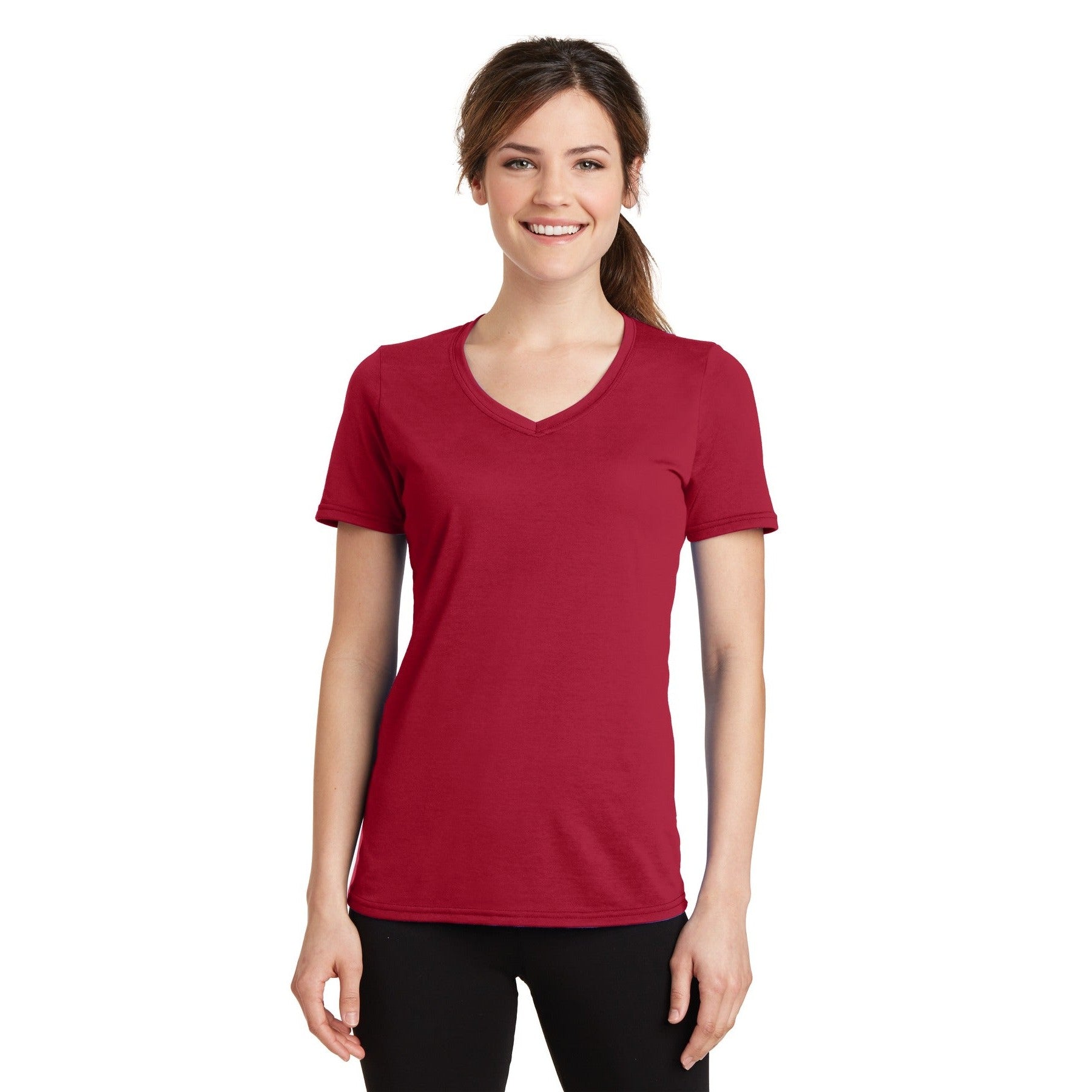 Port & Company-Port & Company® Women's Performance Blend V-Neck Tee. LPC381V-MedTech-10