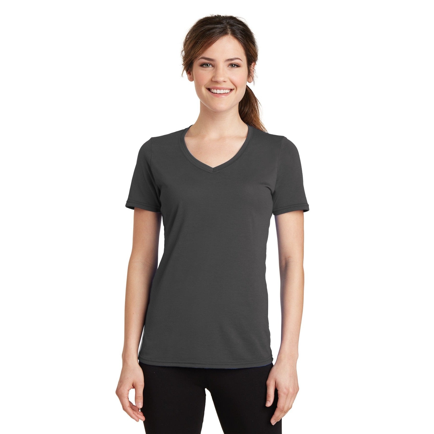 Port & Company-Port & Company® Women's Performance Blend V-Neck Tee. LPC381V-MedTech-3