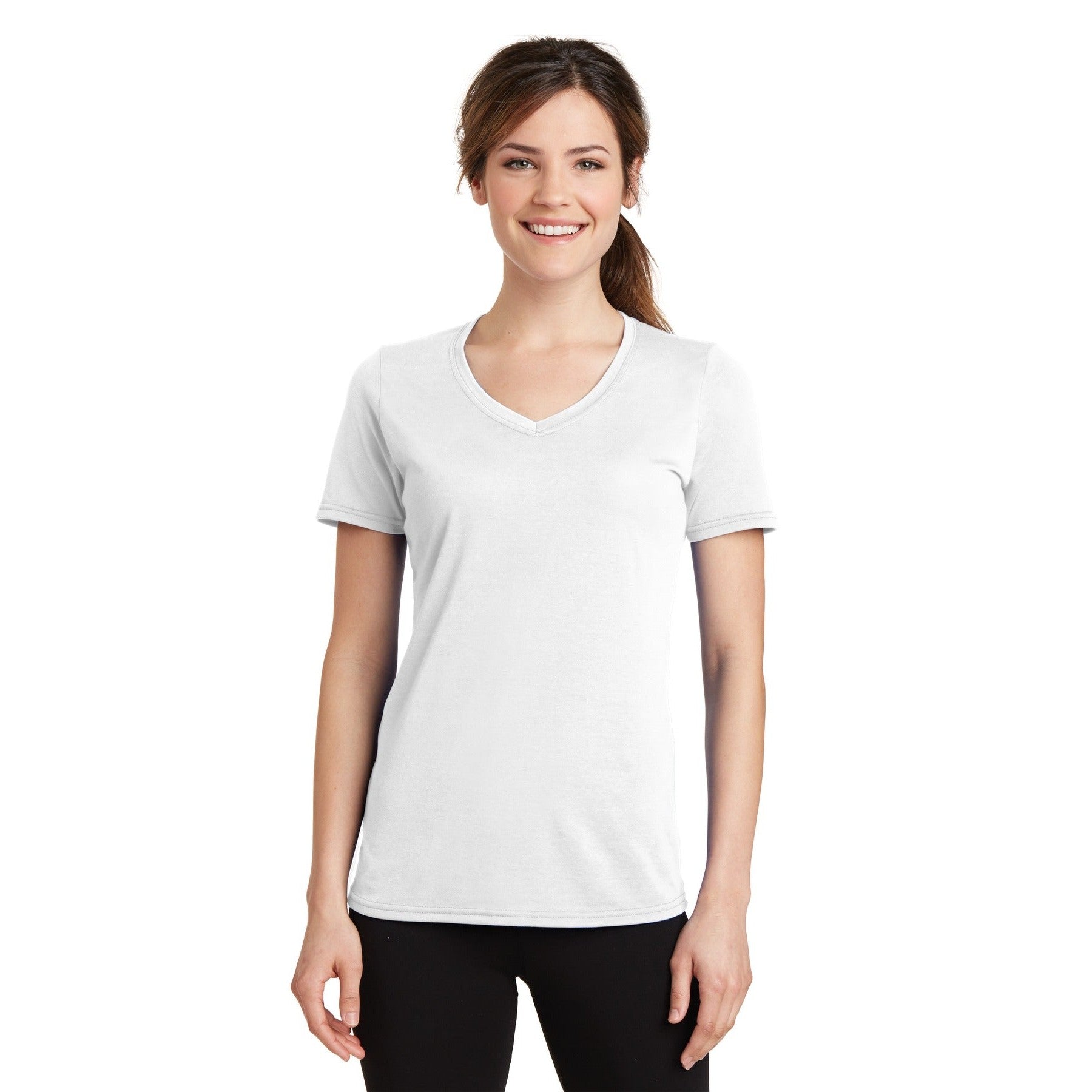Port & Company-Port & Company® Women's Performance Blend V-Neck Tee. LPC381V-MedTech-12