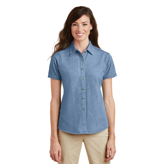 Port & Company-Port & Company® Women's Short Sleeve Value Denim Shirt. LSP11-MedTech-1